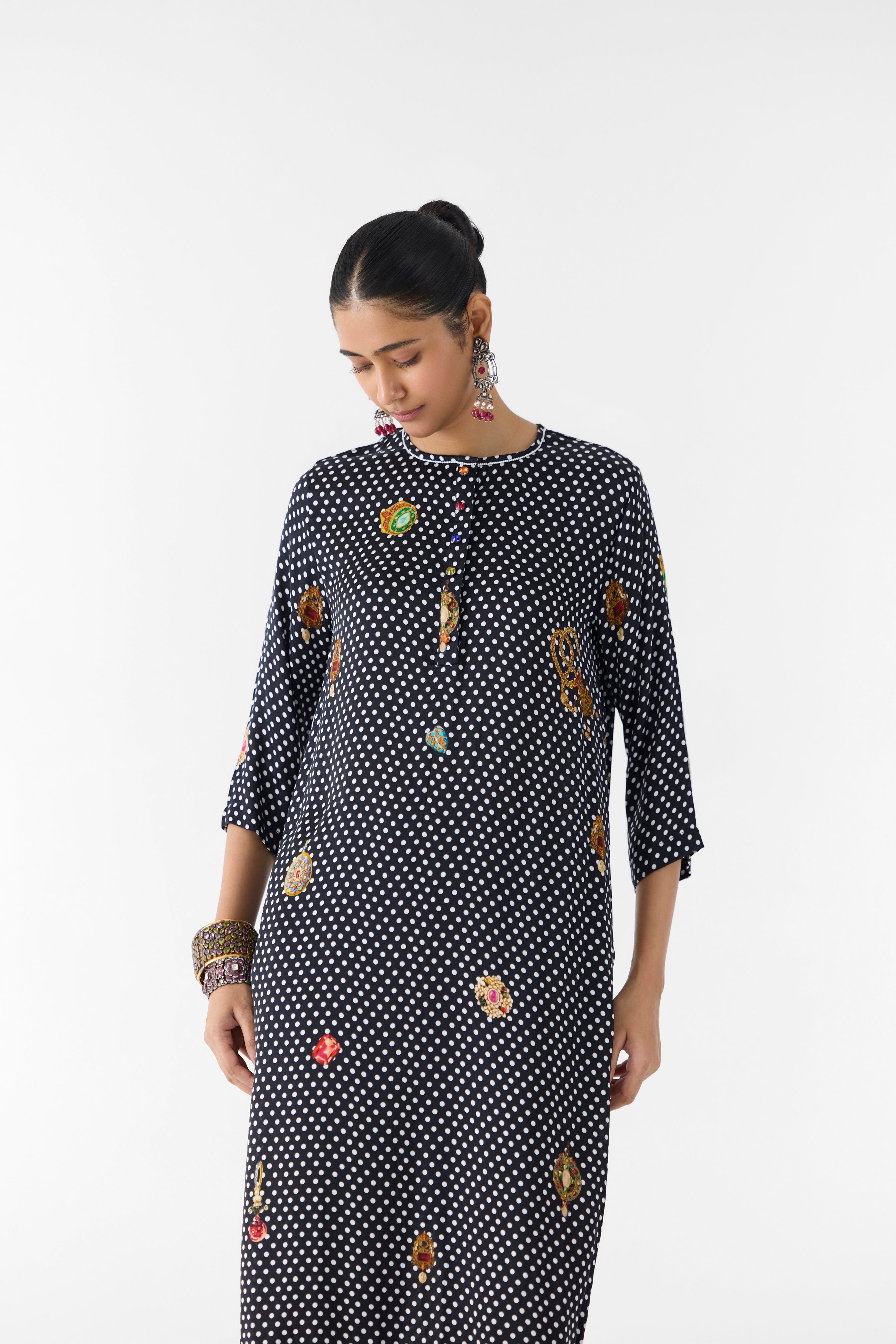 ONYX POLKA DOT STRAIGHT KURTA & PANTS