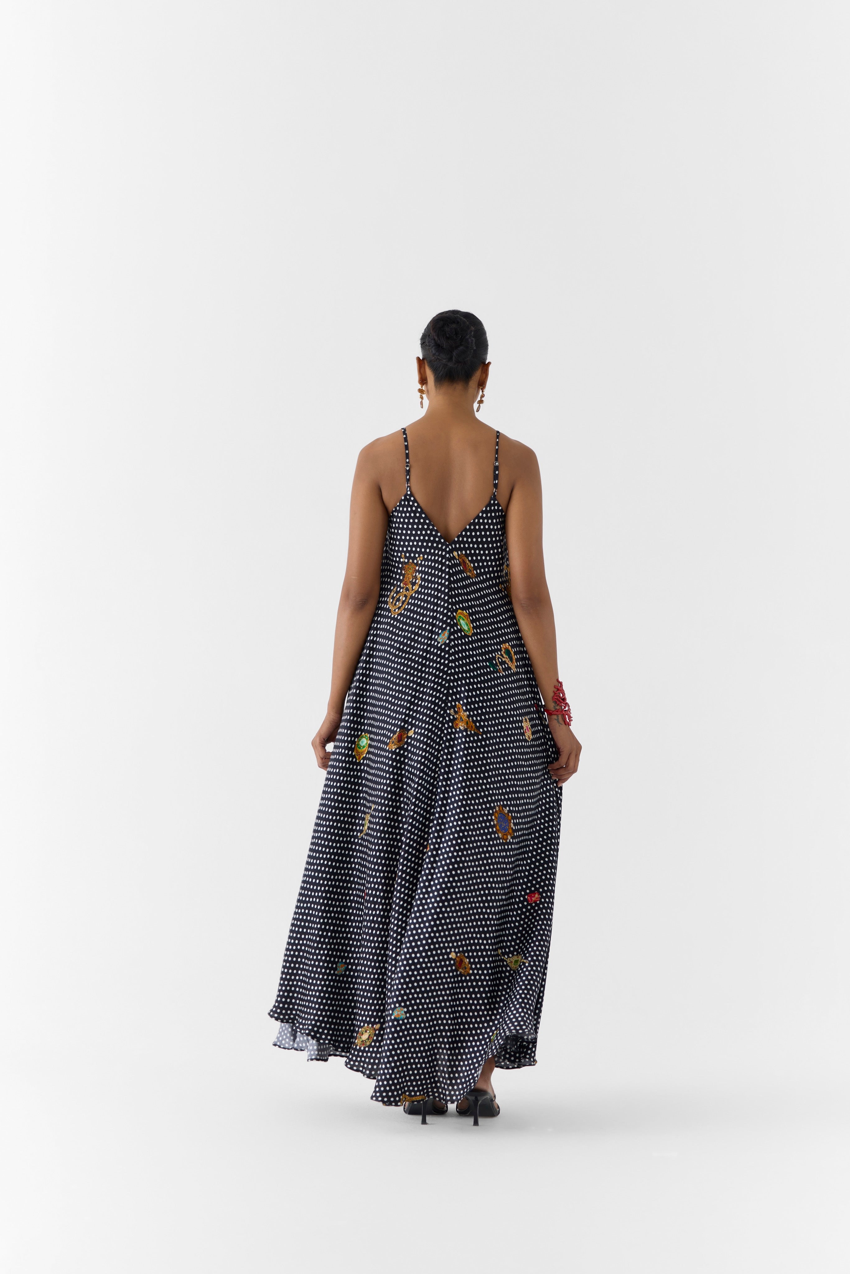 ONYX POLKA DOT STRAPPY DRESS & CAPE