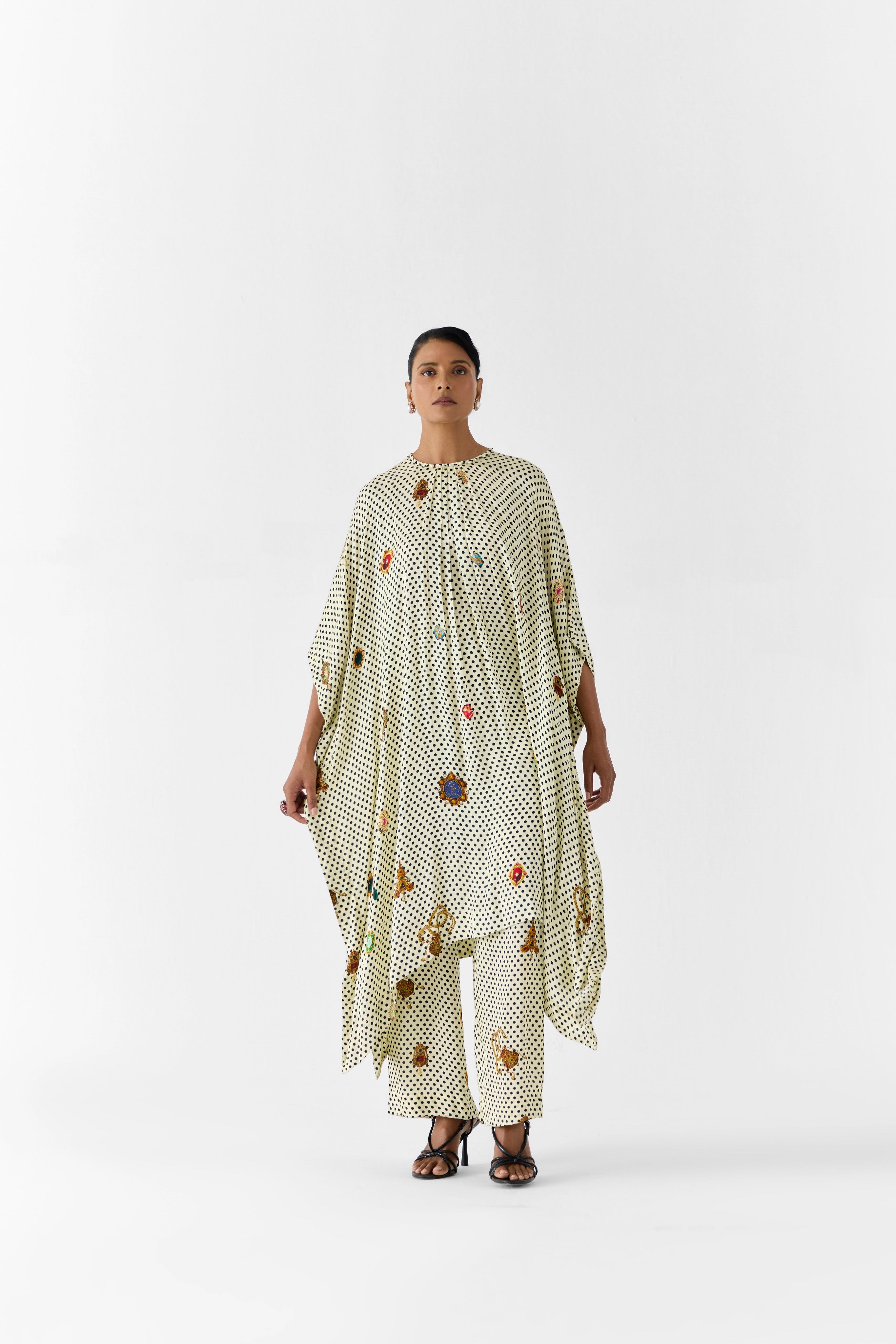 PEARL POLKA DOT KIMONO KURTA & PANTS