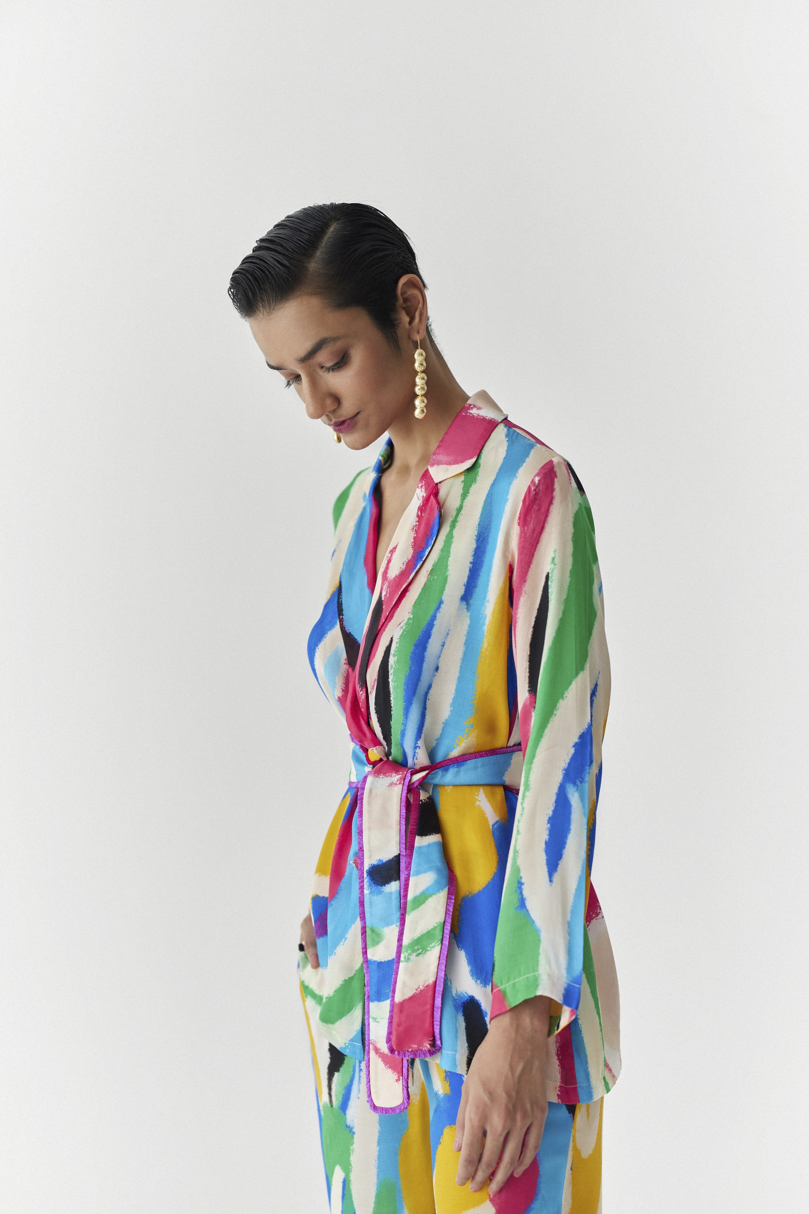 BRUSH STROKE BLAZER SHIRT & TROUSER CO-ORD