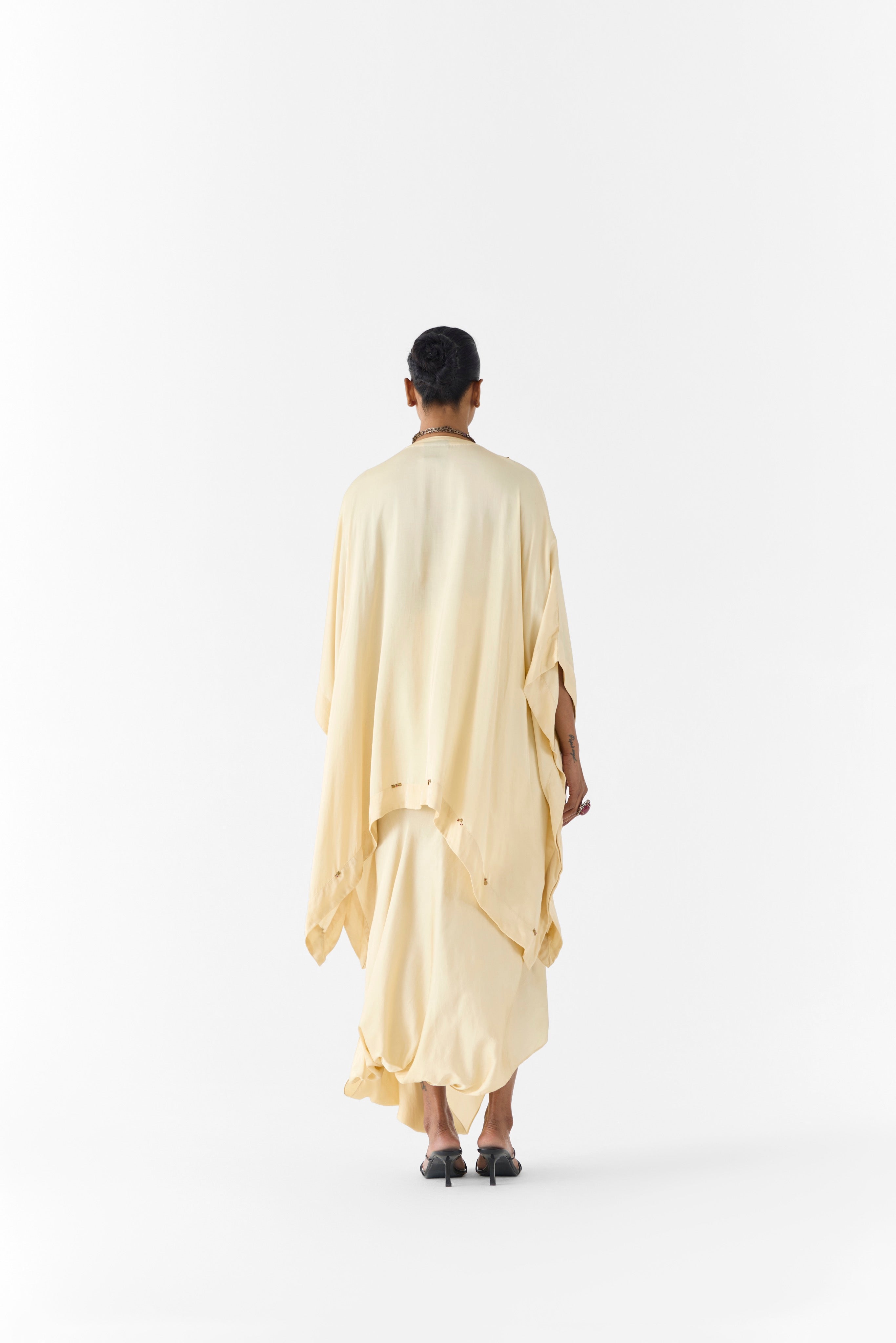 PEARL EMBROIDERED KIMONO AND KNOT SKIRT