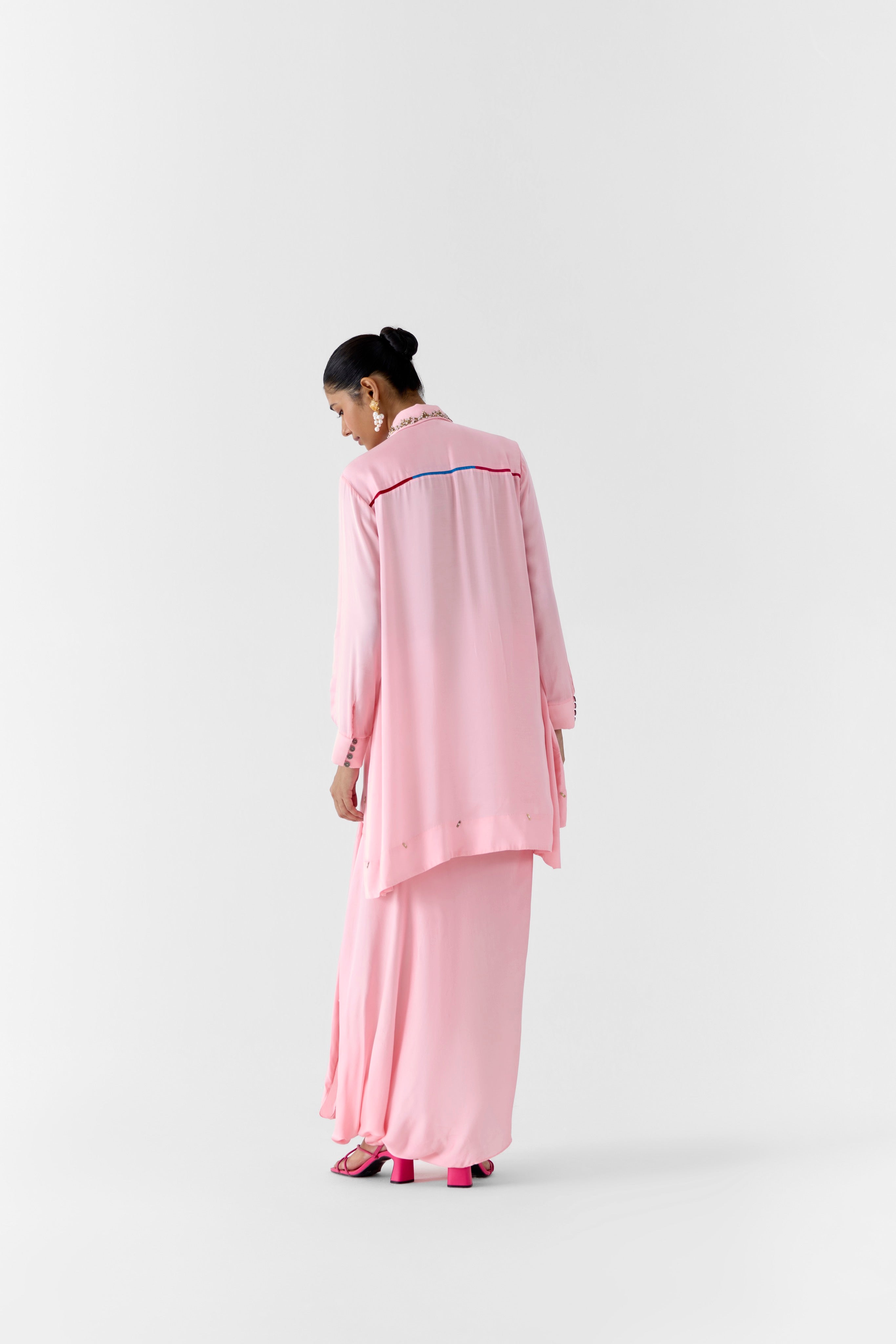 MOONSTONE ASYMMETRIC SHIRT AND KNOT SKIRT