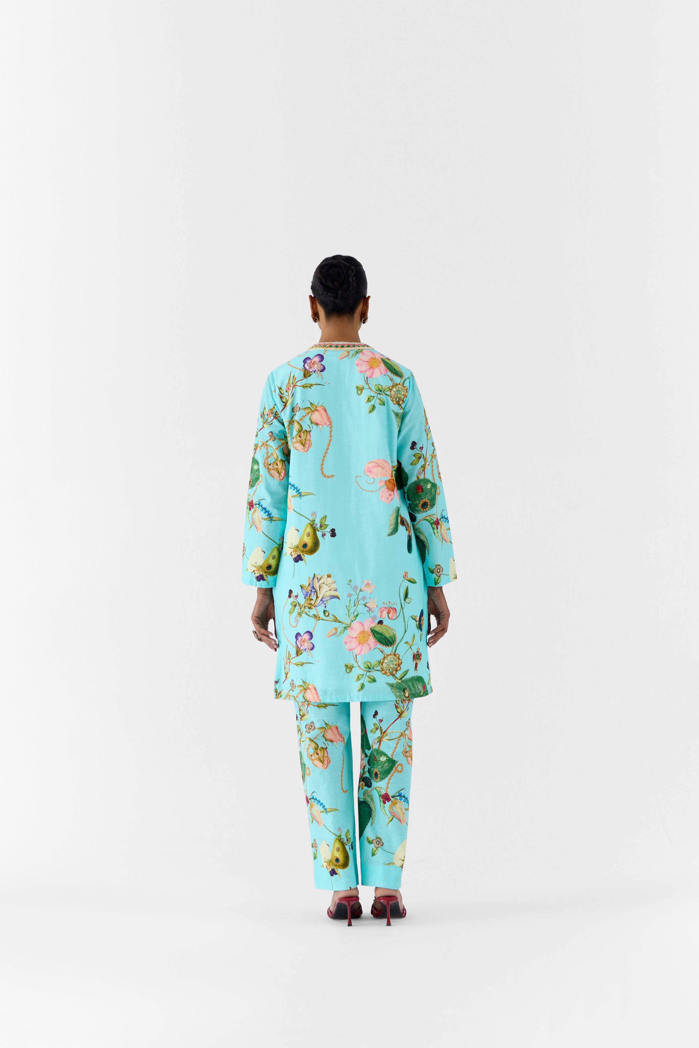 BLUE BLOSSOM STONEWORK KURTA & PANTS