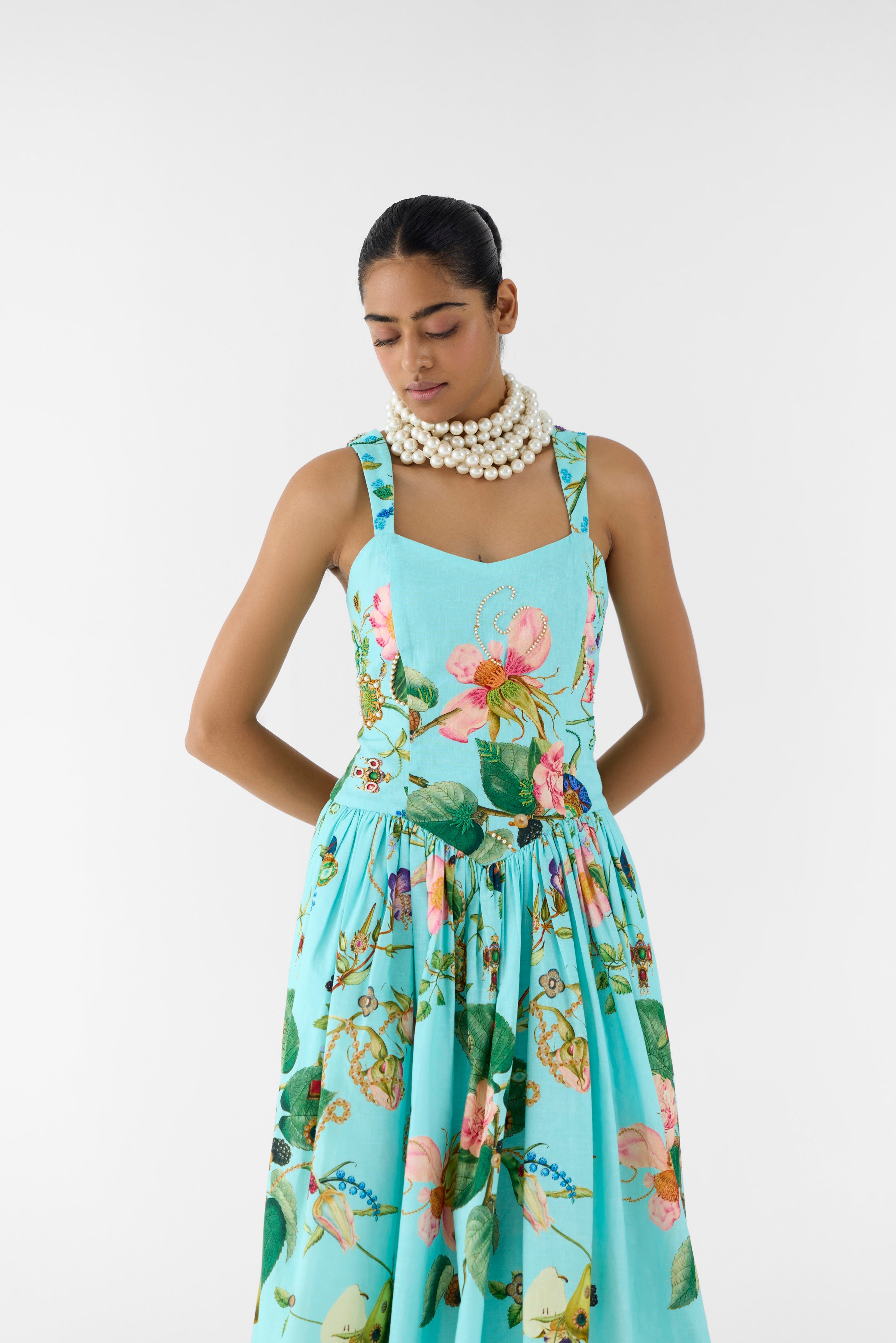 BLUE BLOSSOM SWEETHEART DRESS