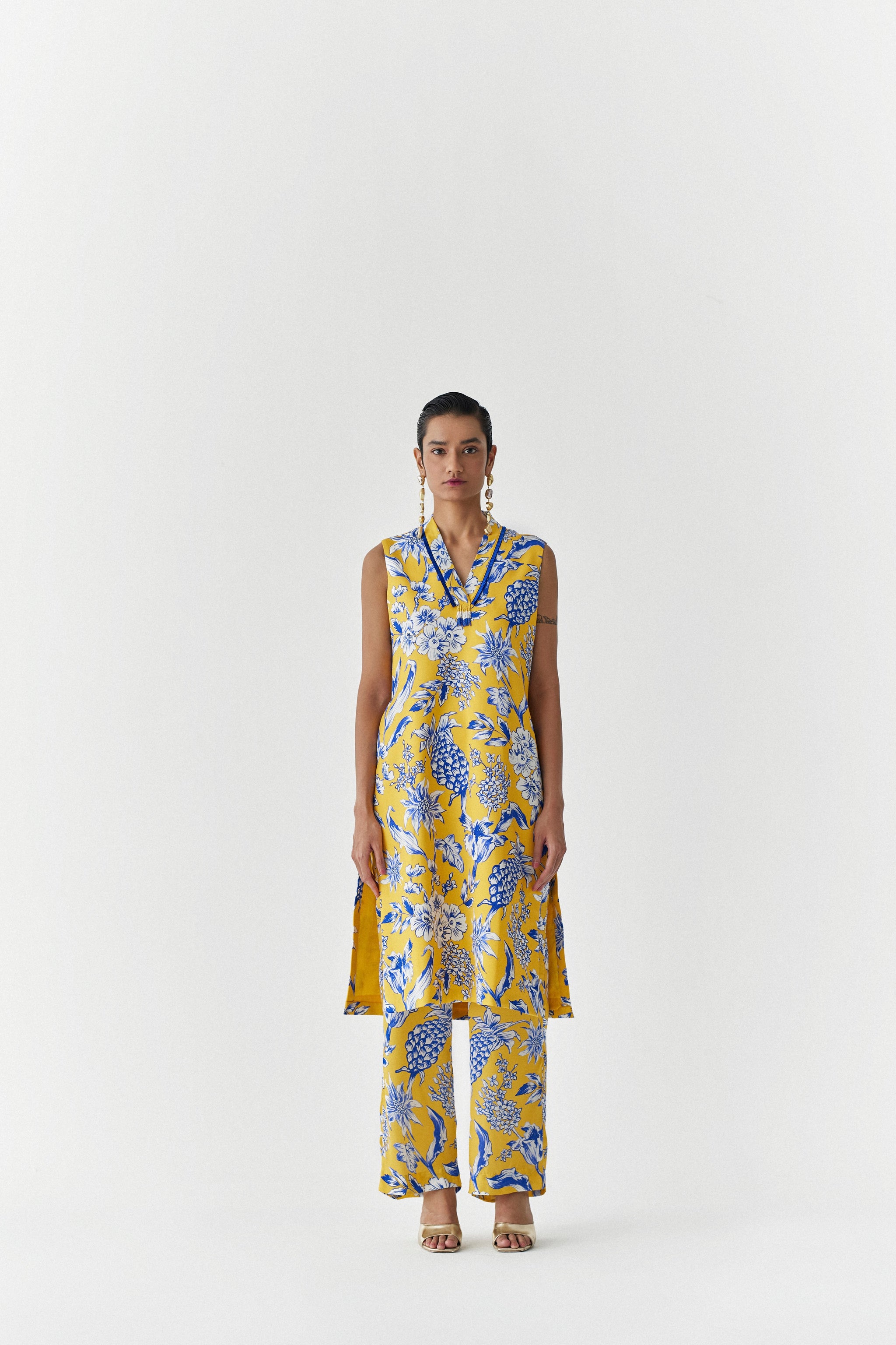 YELLOW PINEAPPLE KURTA & PANTS CO-ORD