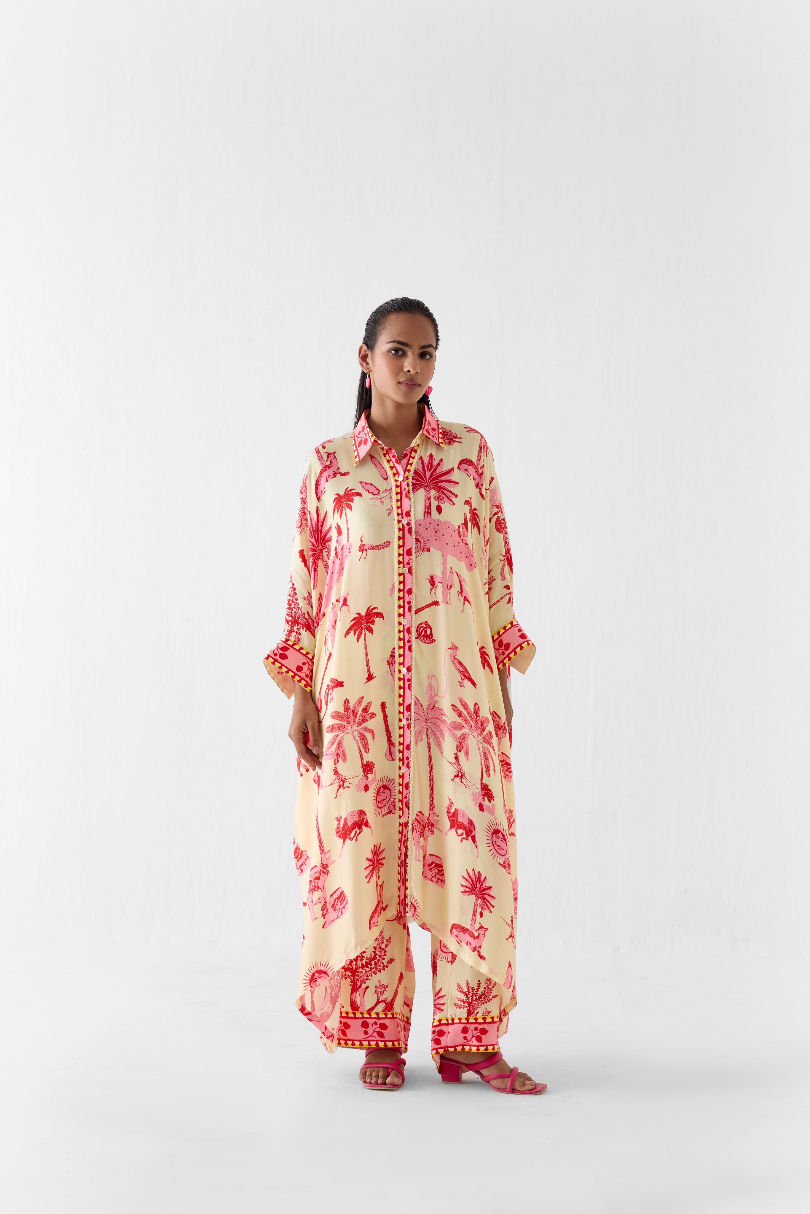 SAWAI FRONT BUTTON KIMONO AND PANTS CO-ORD