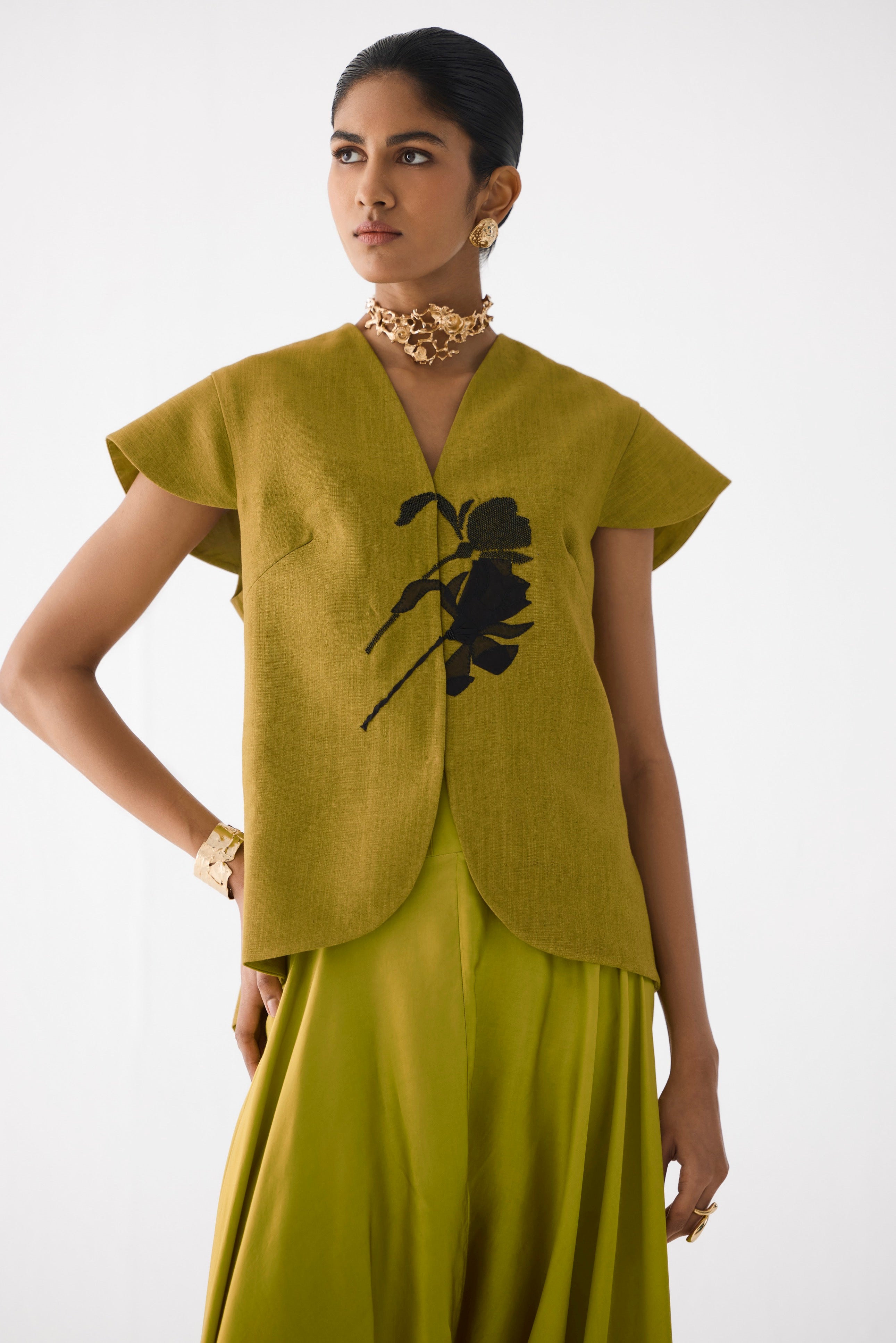 BLACK TIGER LILY WAIST COAT & DHOTI PANTS