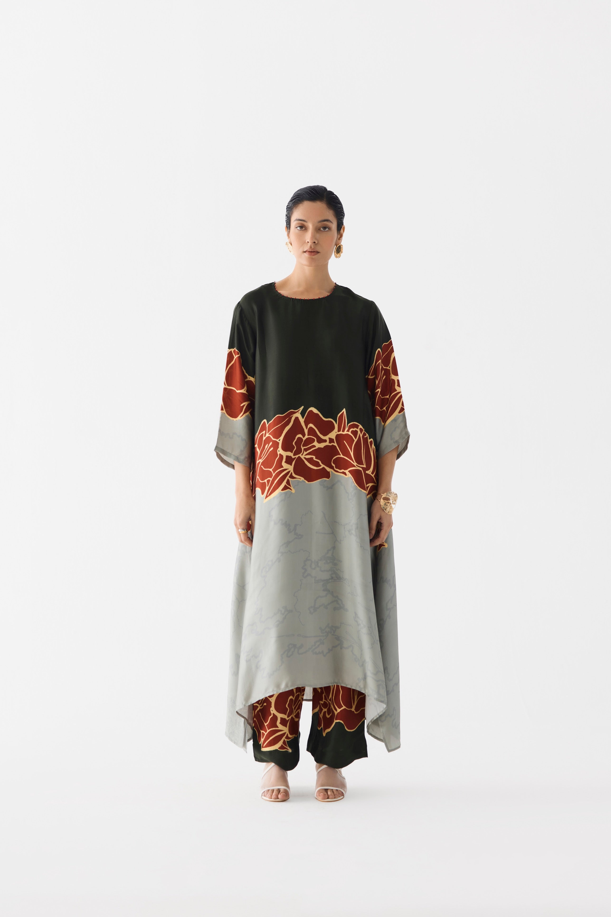 RED ALBA A-LINE KURTA & PANTS