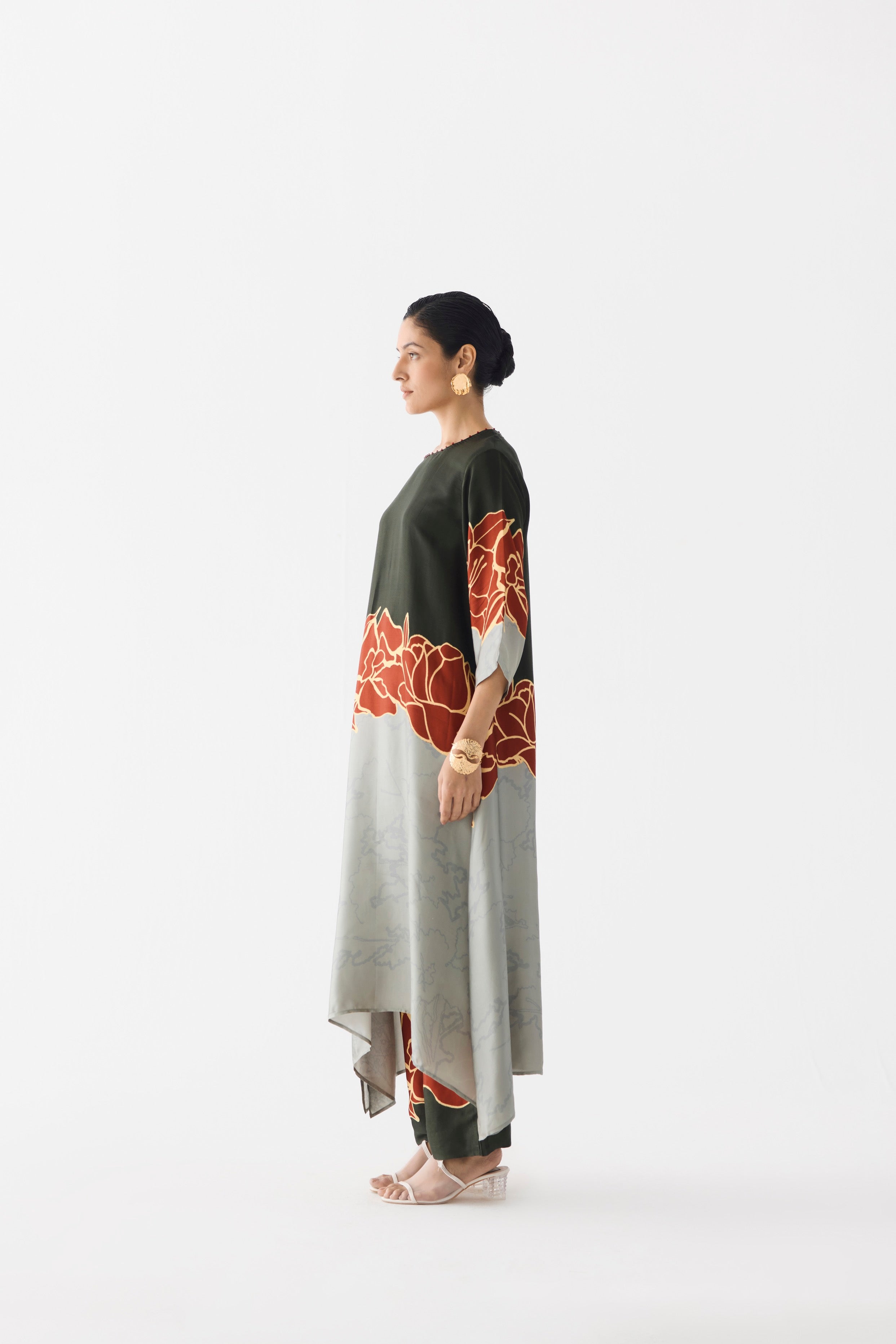 RED ALBA A-LINE KURTA & PANTS