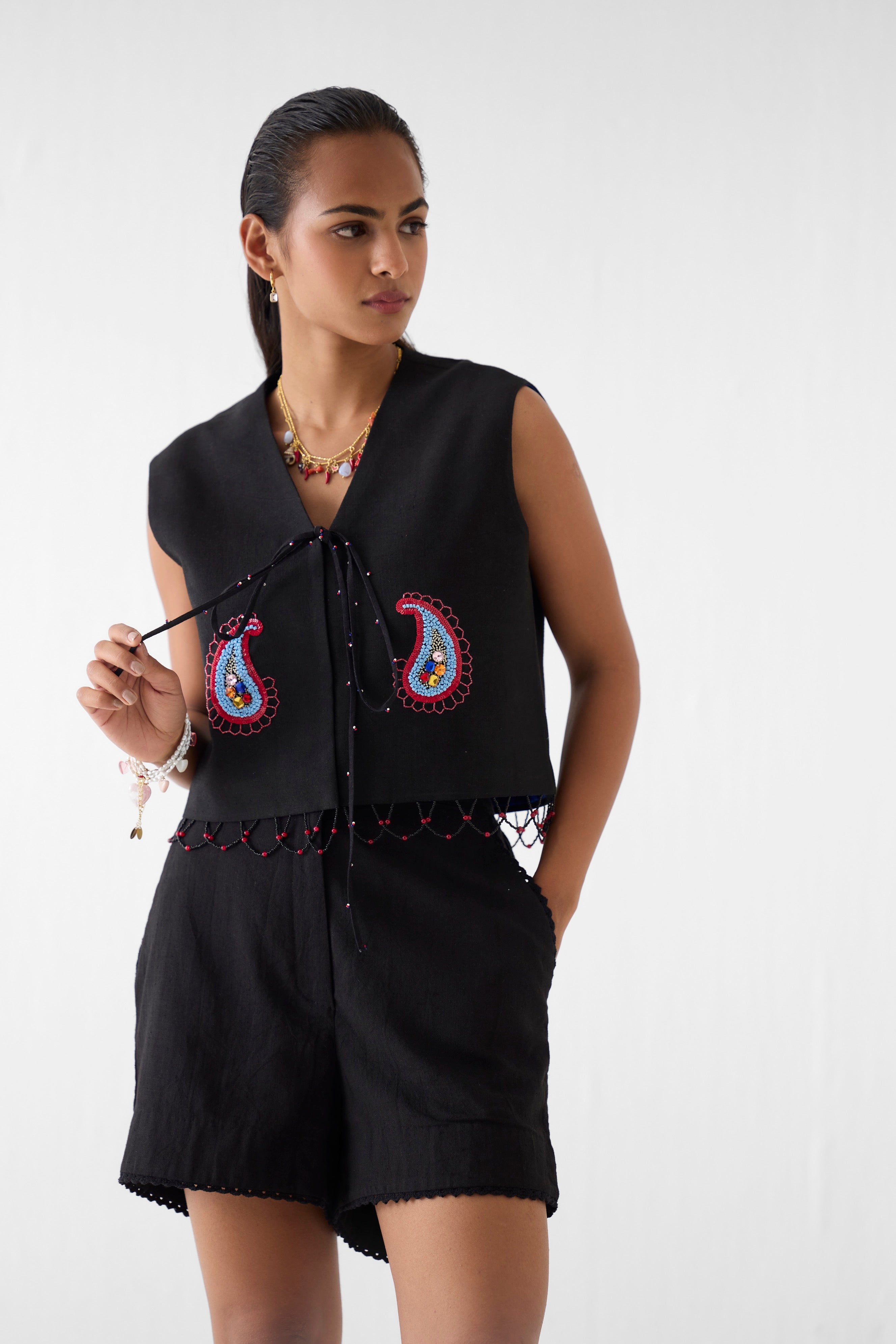 SAHARA NIGHT VEST AND SHORTS CO-ORD