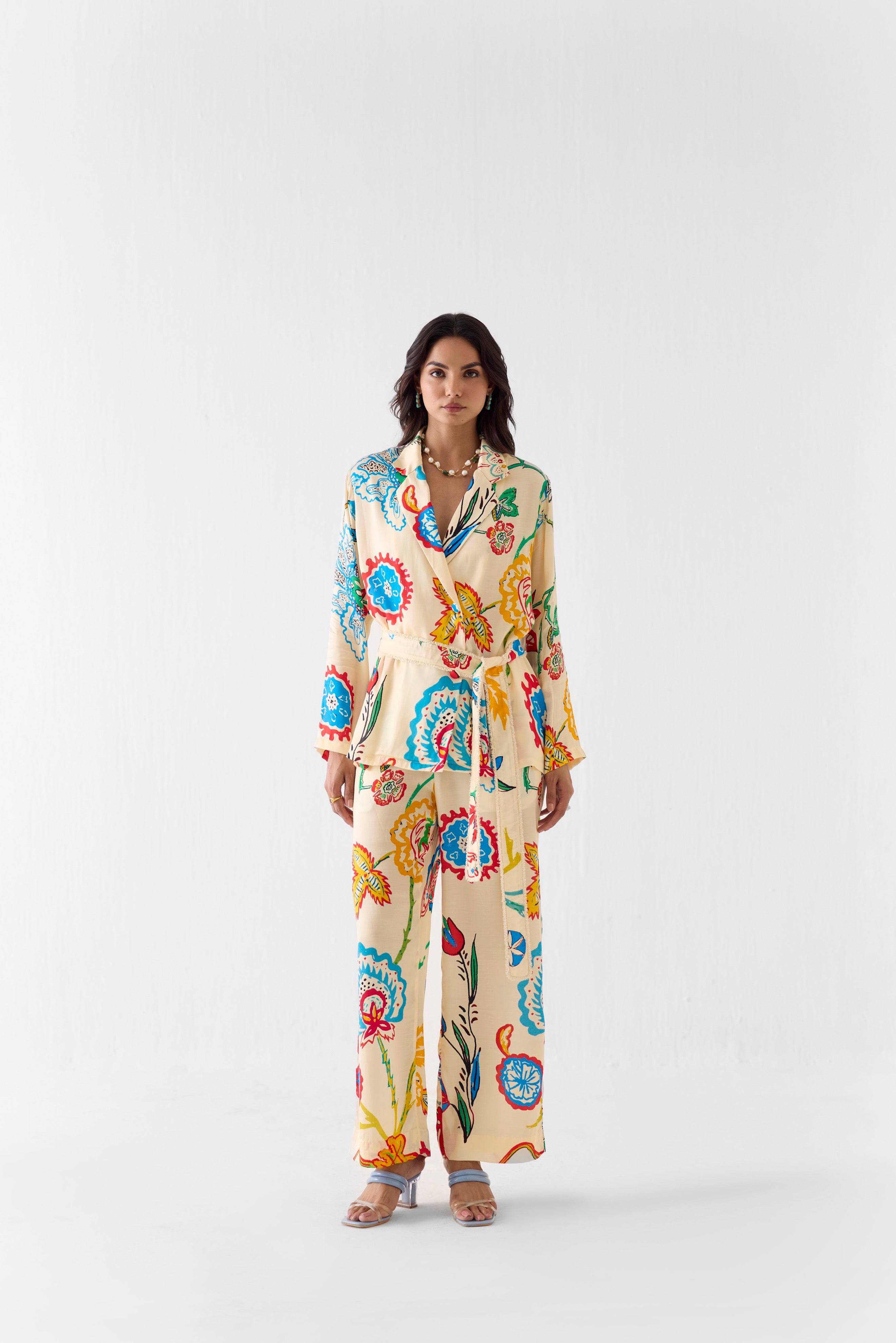SANGANER BLAZER SHIRT AND TROUSERS CO-ORD