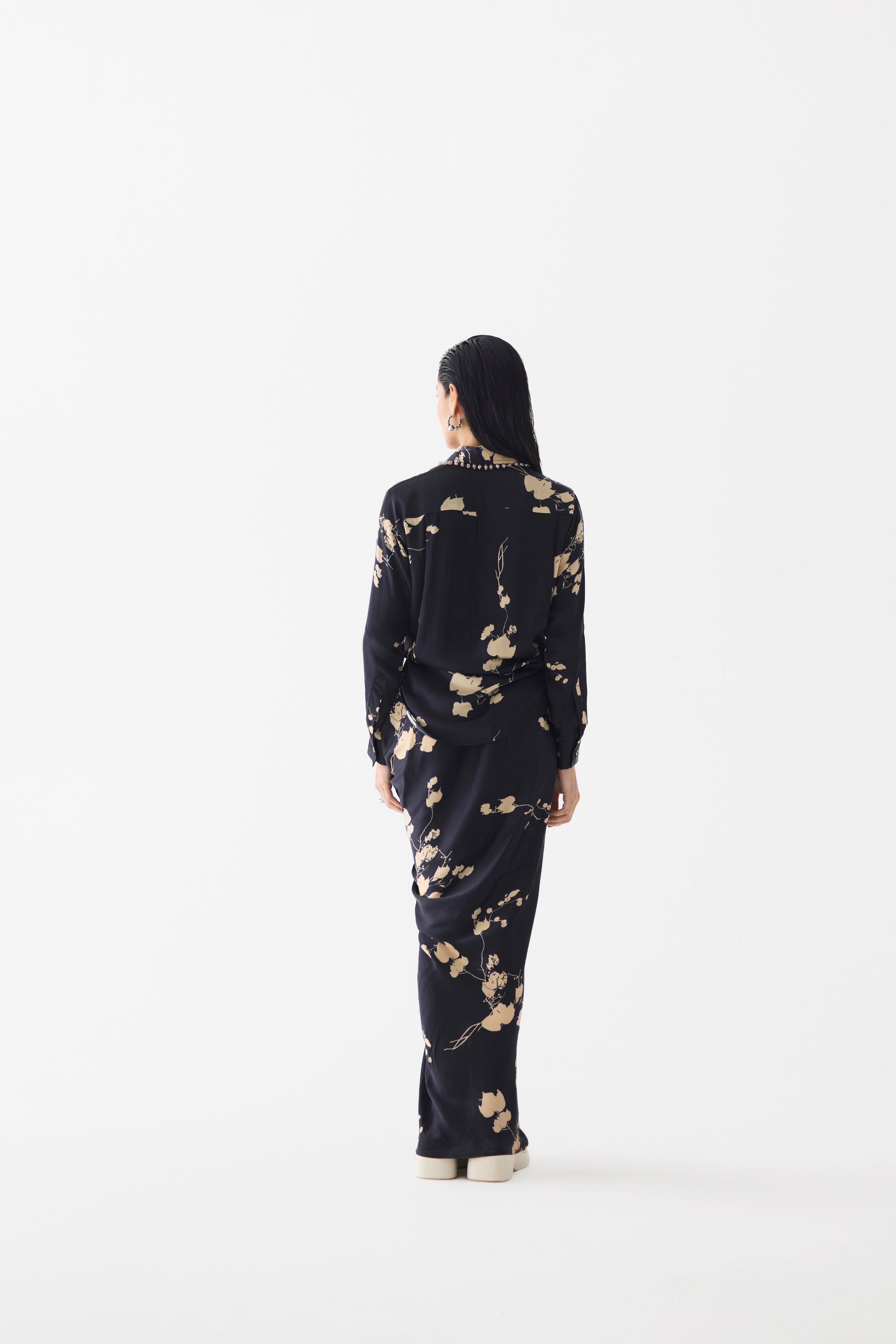 BLACK SAKURA CROP TOP & SKIRT