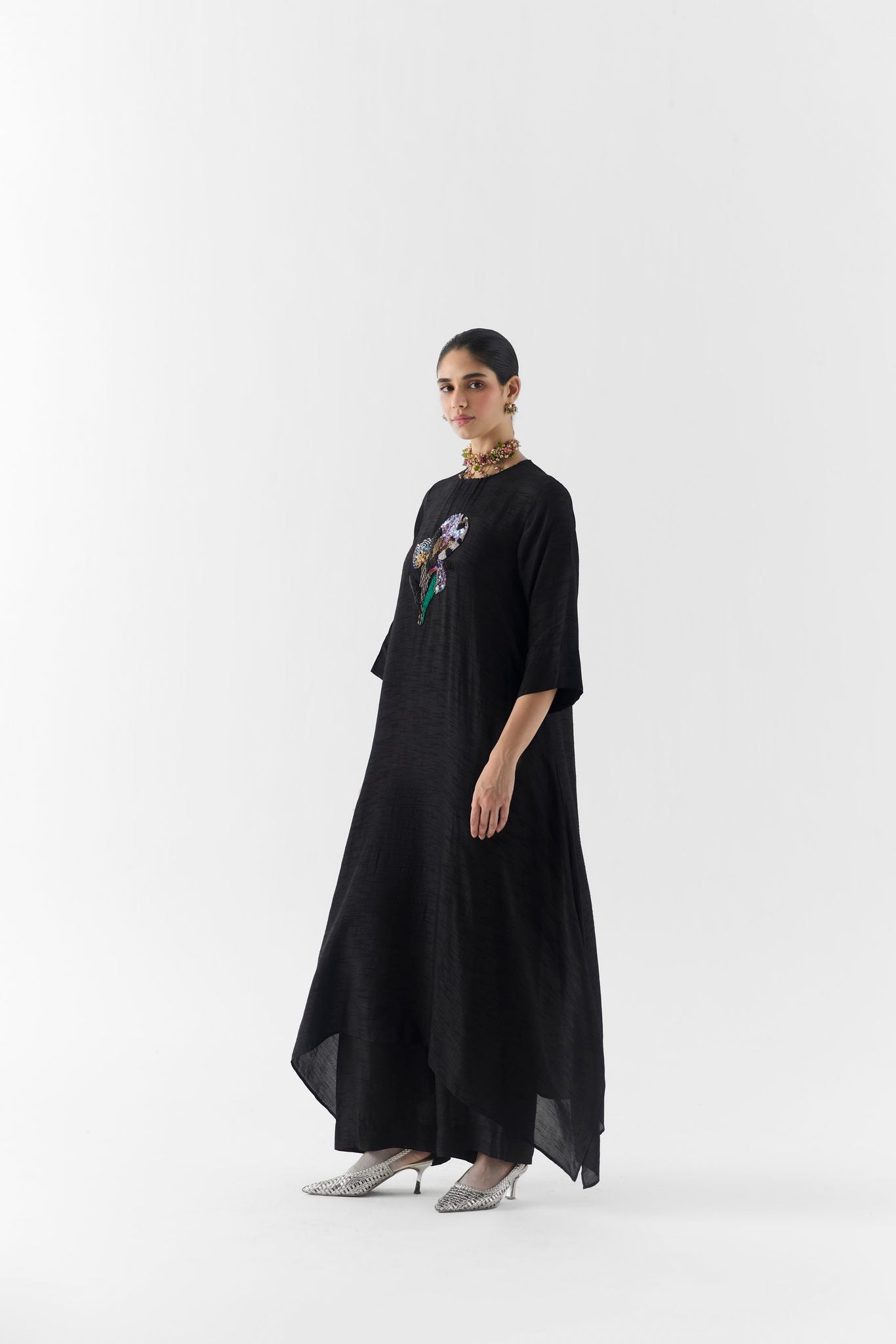 Back view of the Black Rose kurta set showing full silhouette
