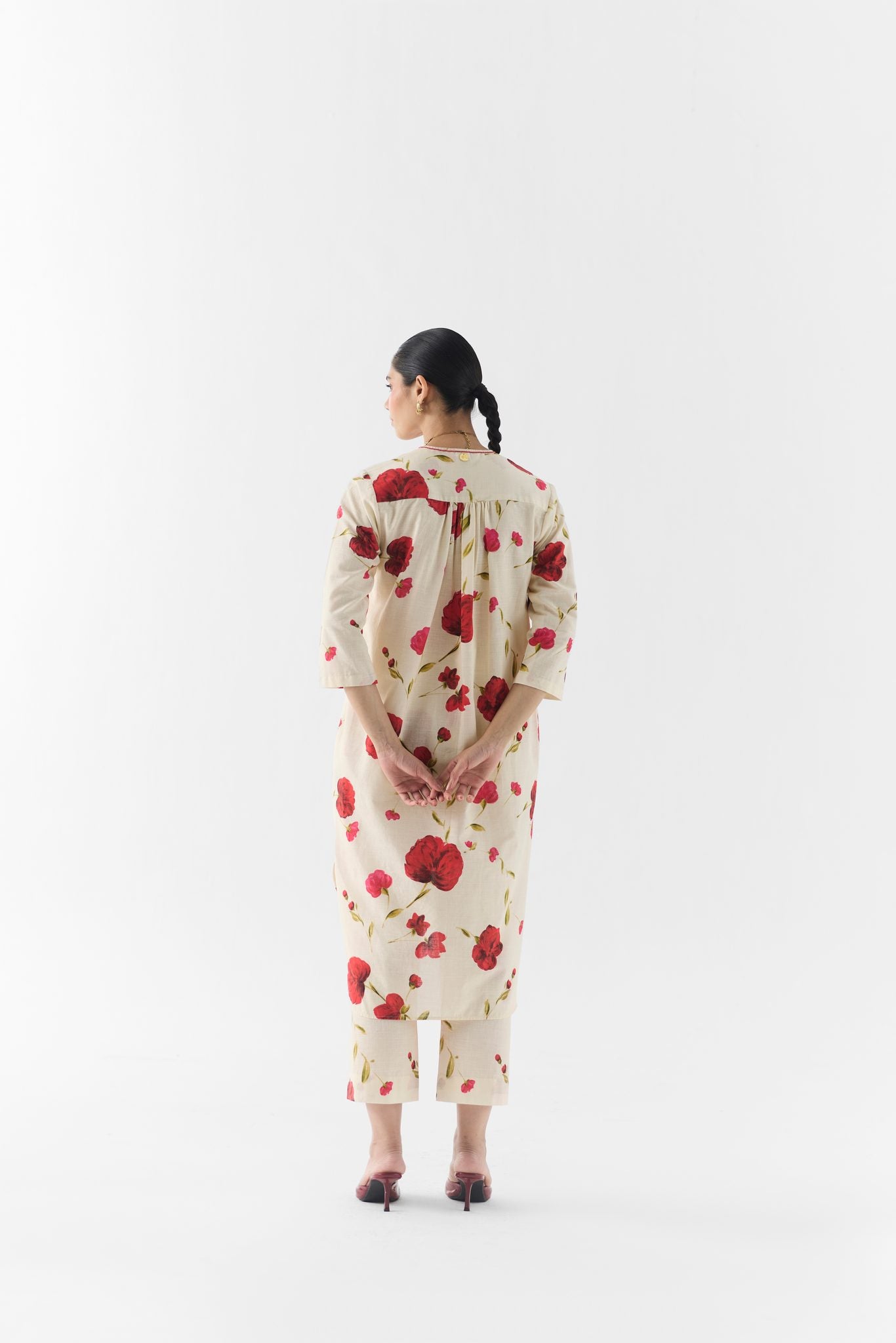 Back view of the Sisley Rose Kurta & Pants co-ord styled for festive occasion wear