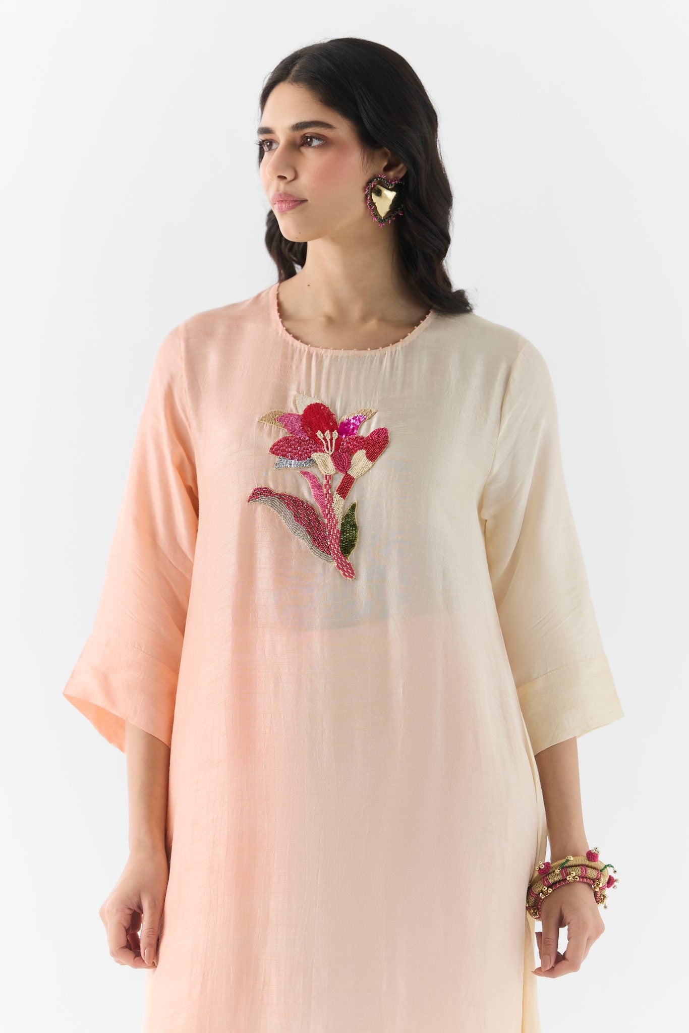 Fabric and print detail of the Tiffany kurta and pants set