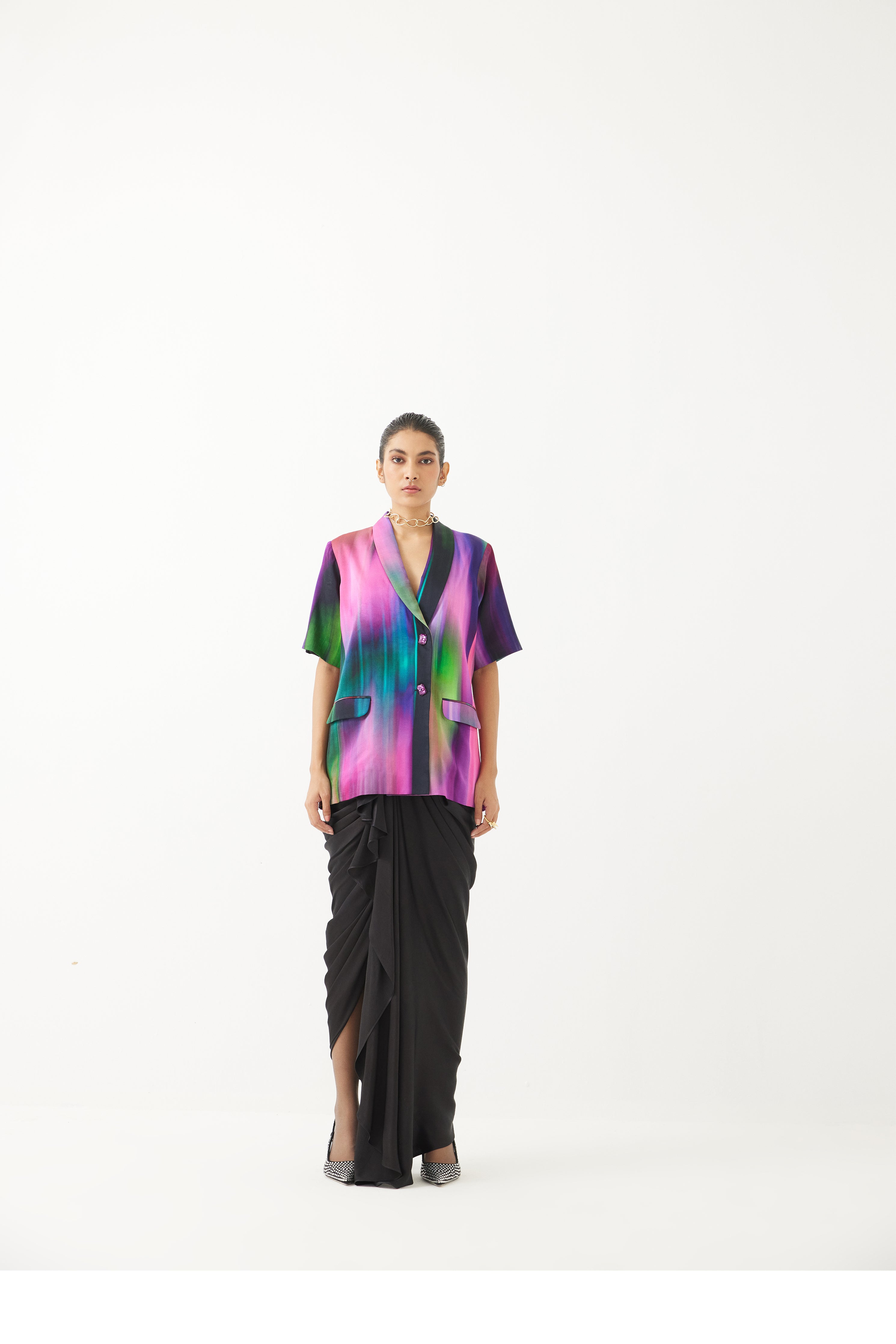 Milky Way Blazer & Draped Skirt Co-ord