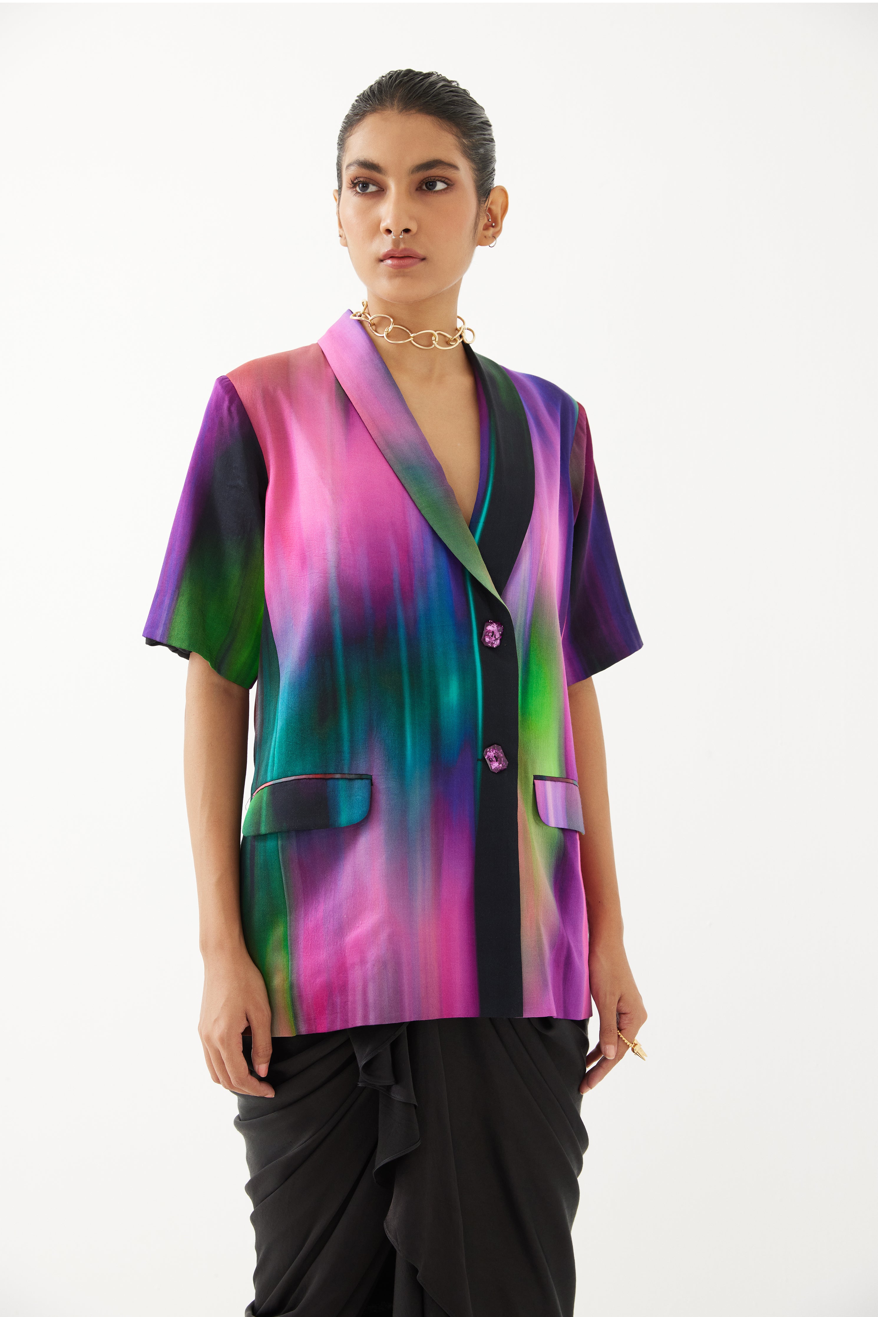 Milky Way Blazer & Draped Skirt Co-ord