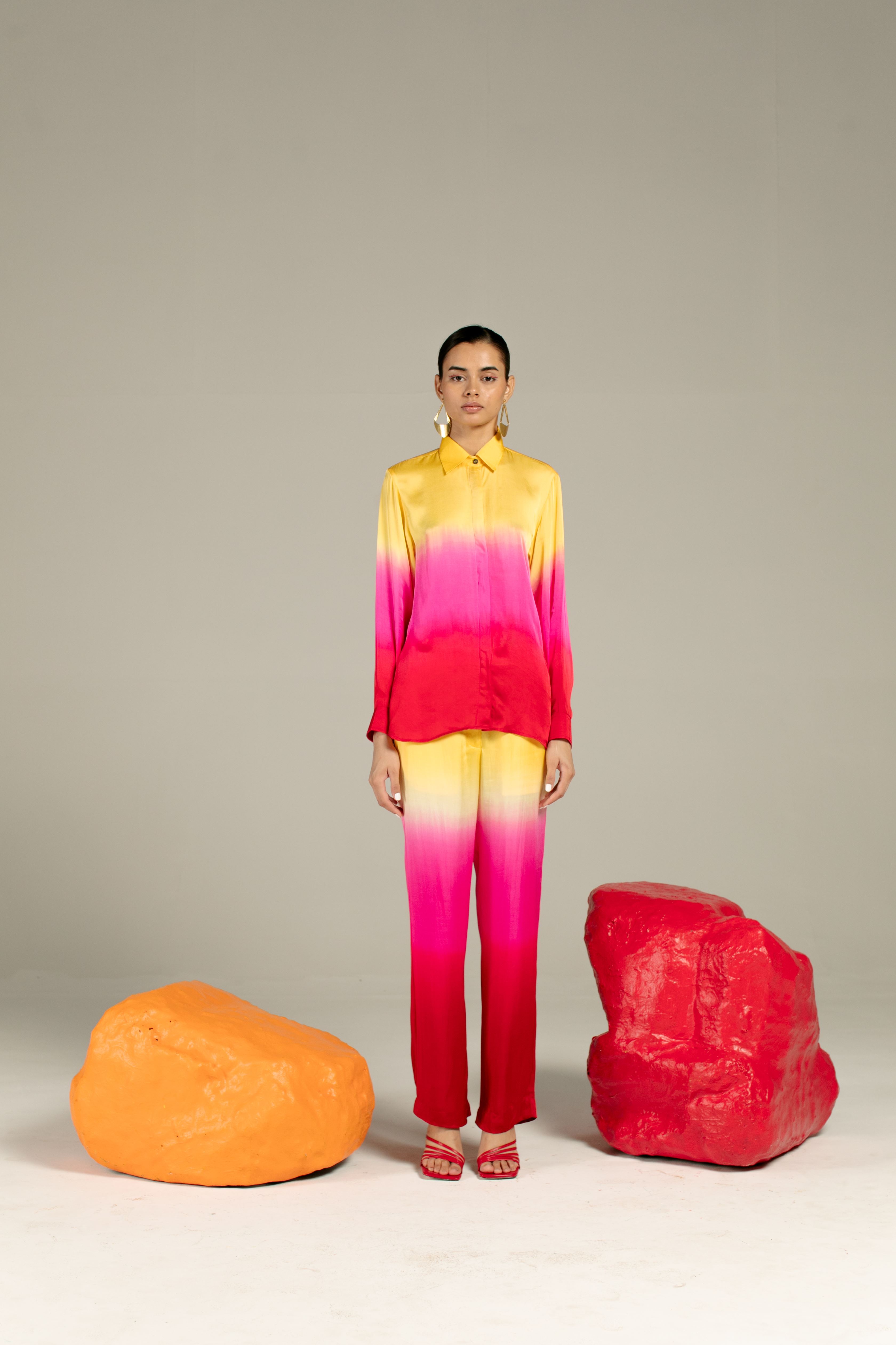 Leheriya Yellow Shirt And Trousers Co-ord