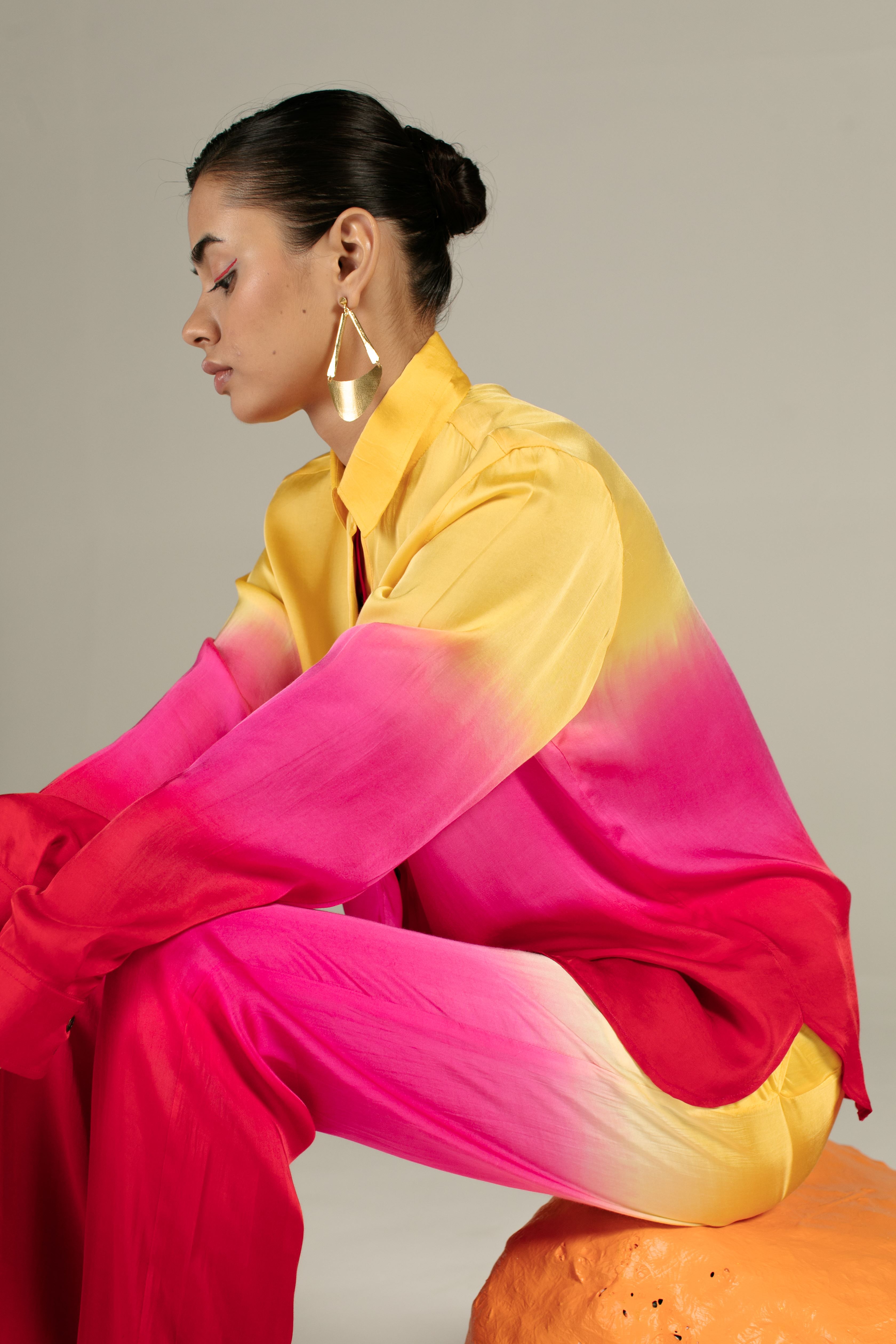 Leheriya Yellow Shirt And Trousers Co-ord