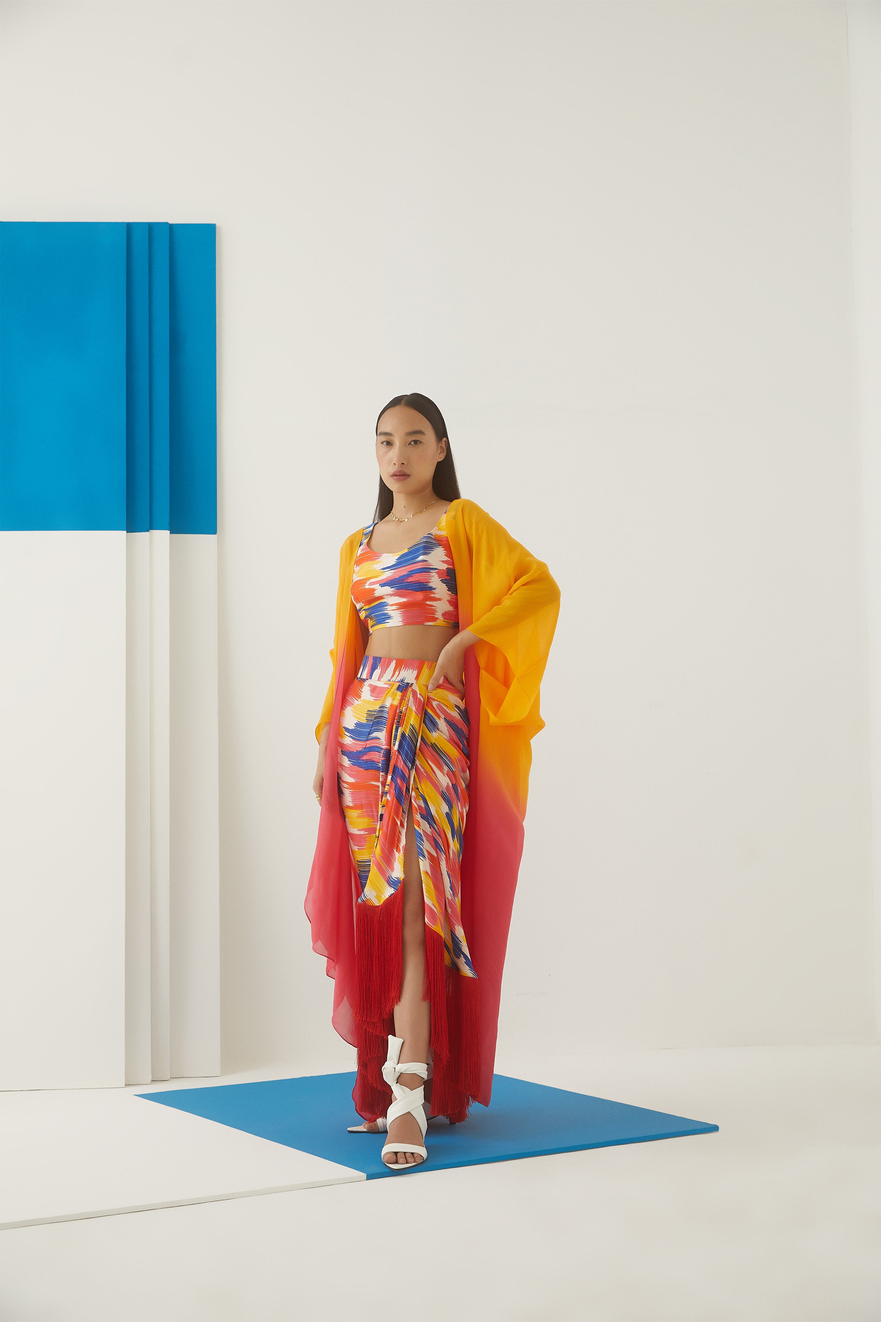 Ikat Draped Skirt & Blouse