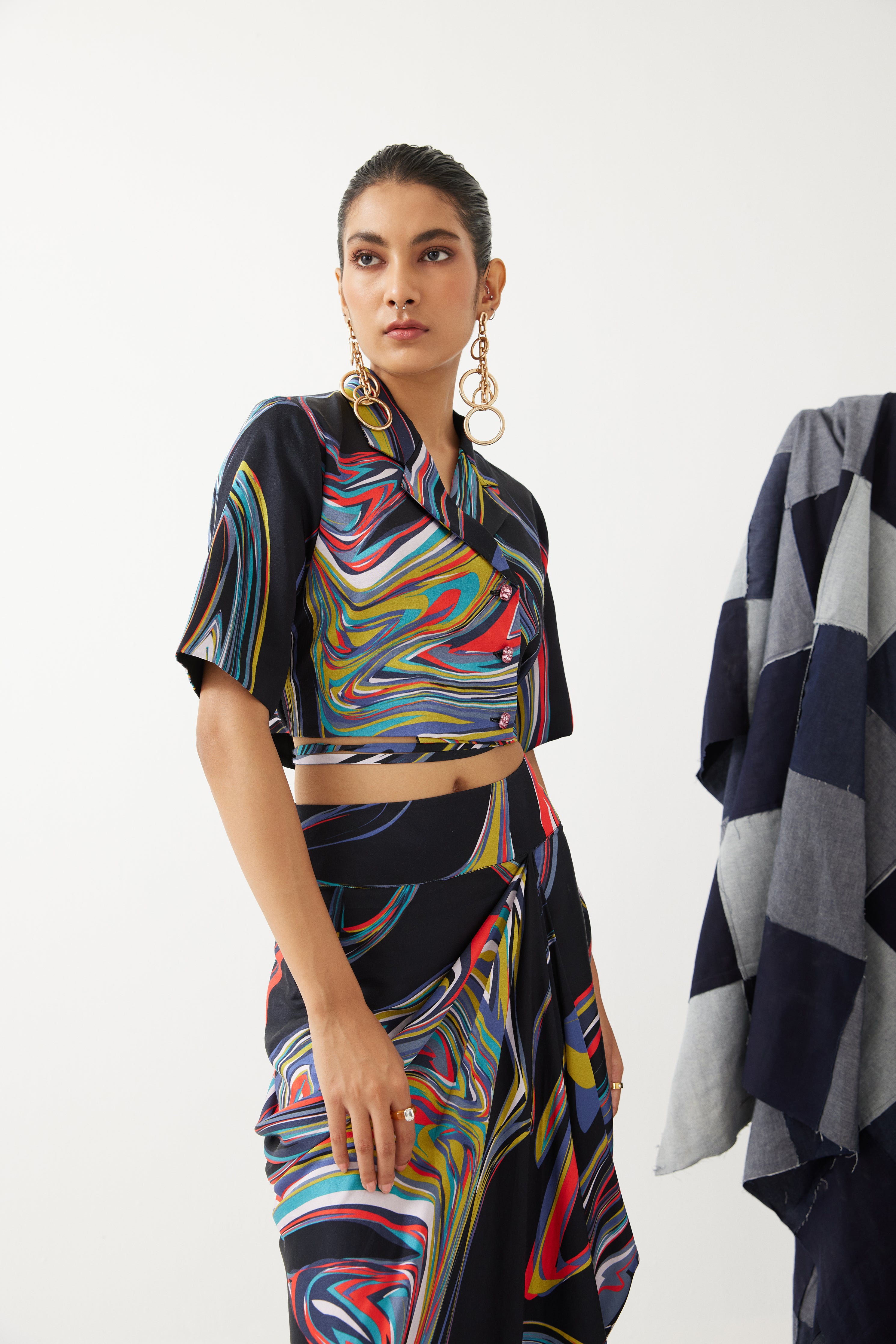 Galaxy Crop Top & Draped Skirt Co-ord