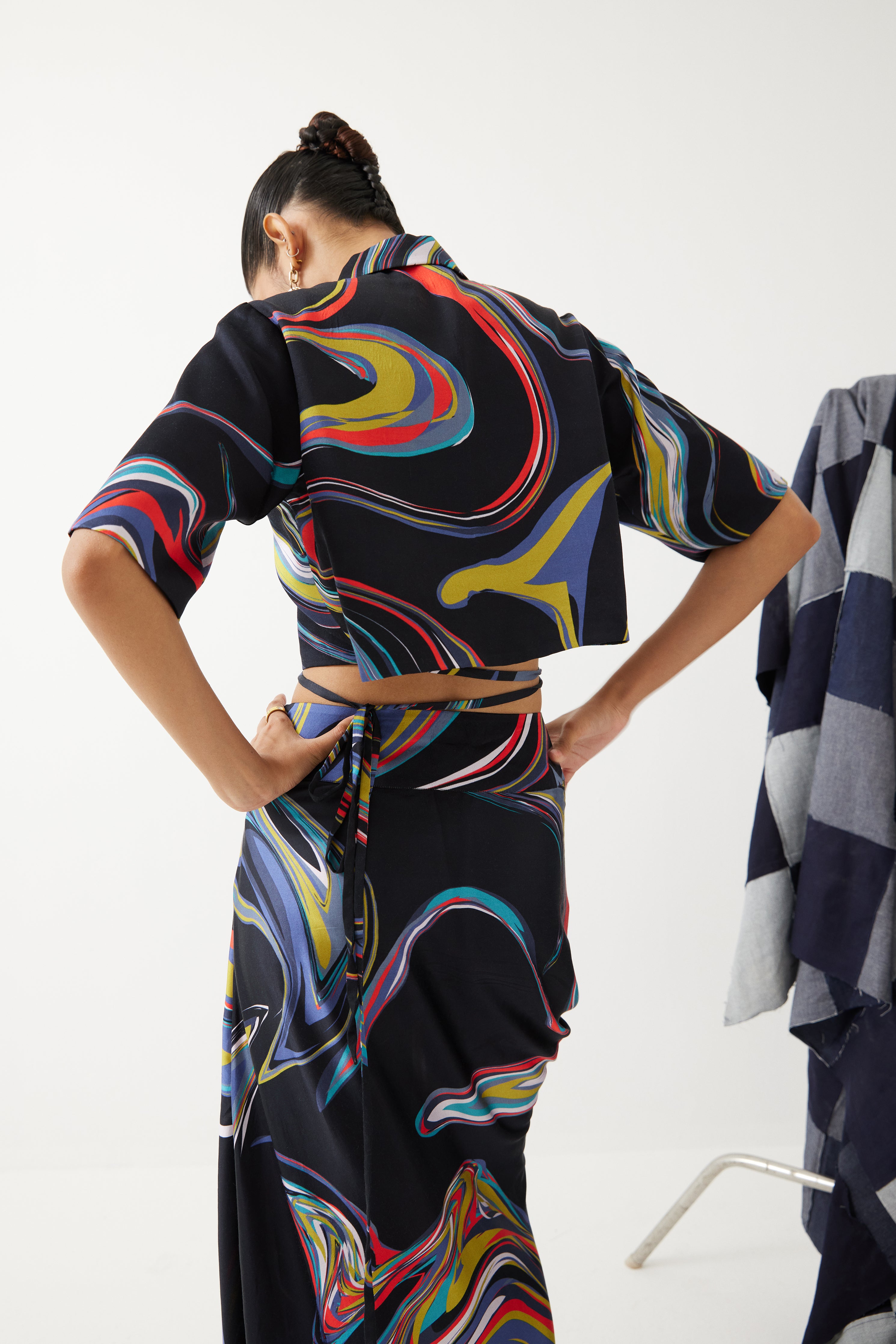 Galaxy Crop Top & Draped Skirt Co-ord