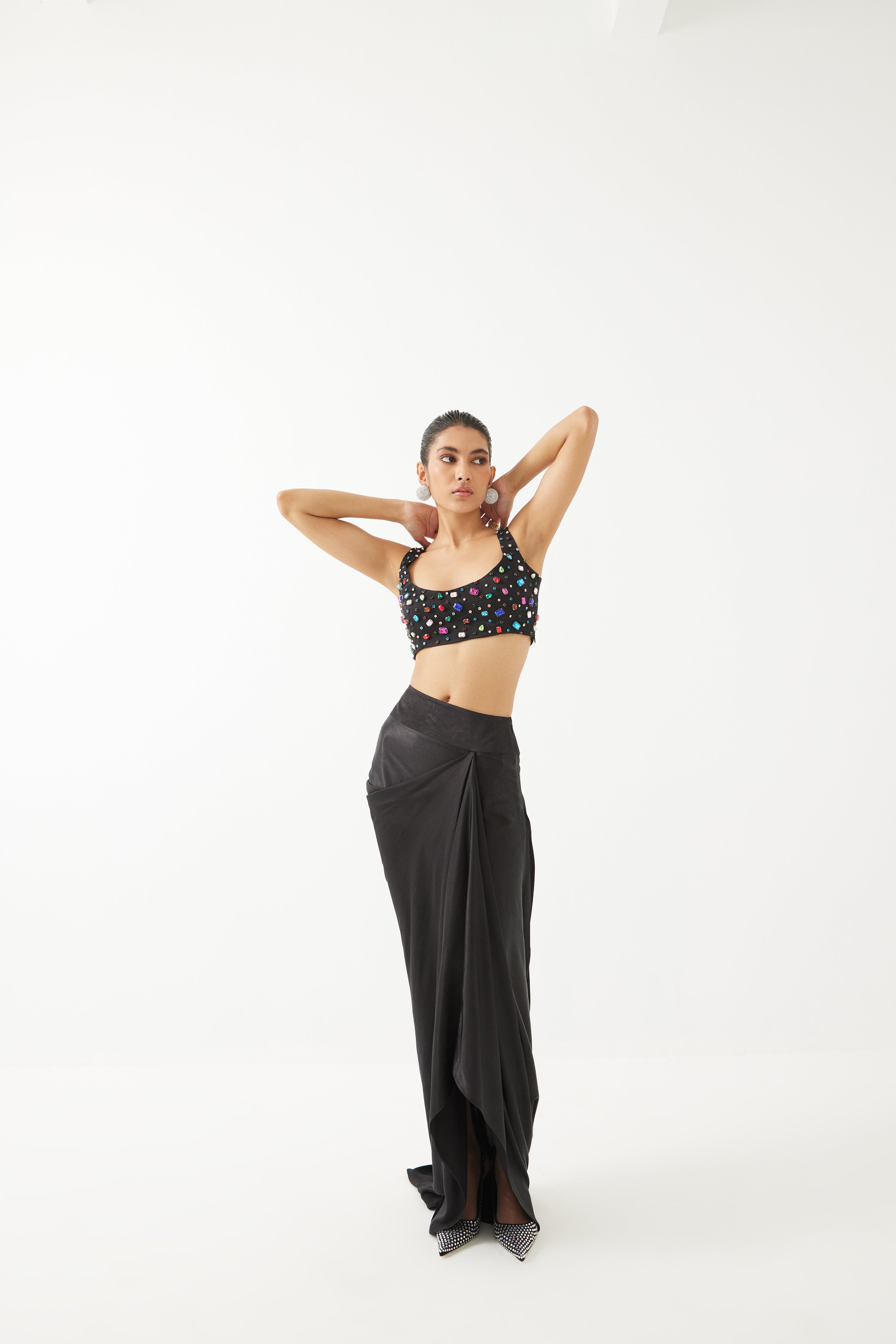 Solar Swarovski Blouse & Draped Skirt Co-ord