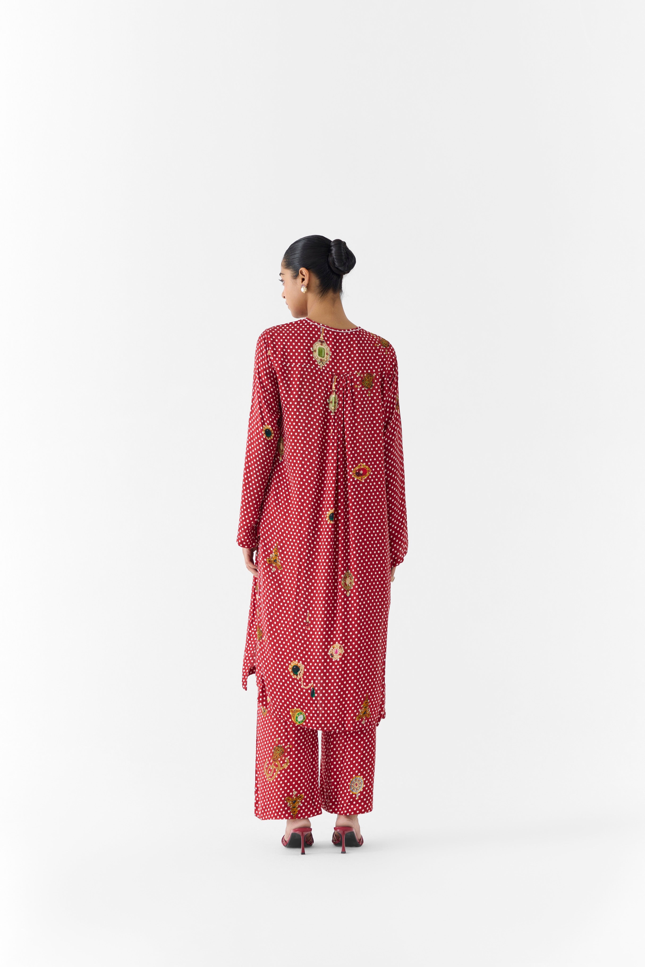 QUARTZ POLKA DOT STRAIGHT KURTA & PANTS