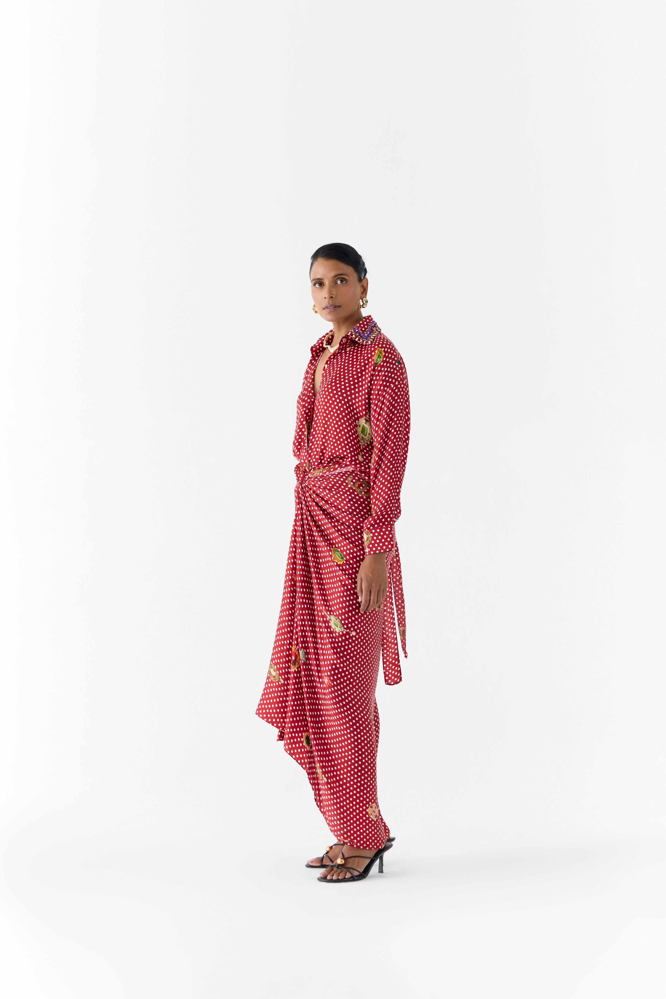 QUARTZ POLKA DOT SHIRT DRESS