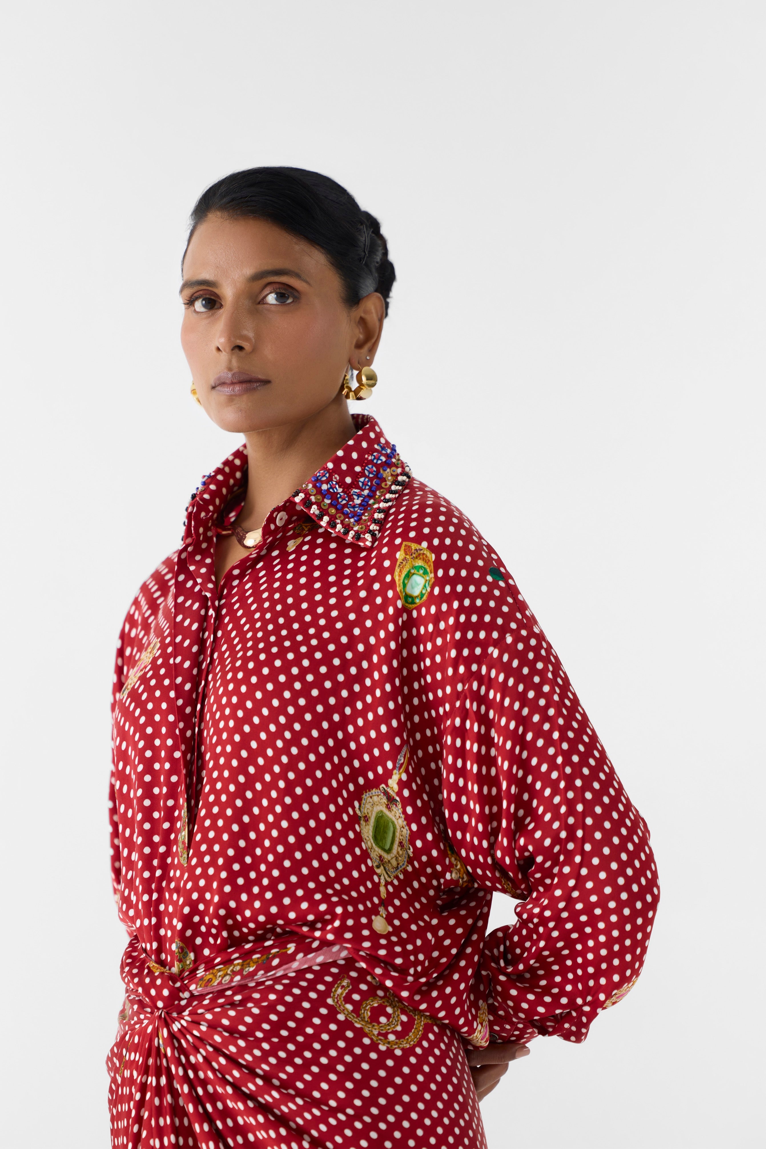 QUARTZ POLKA DOT SHIRT DRESS