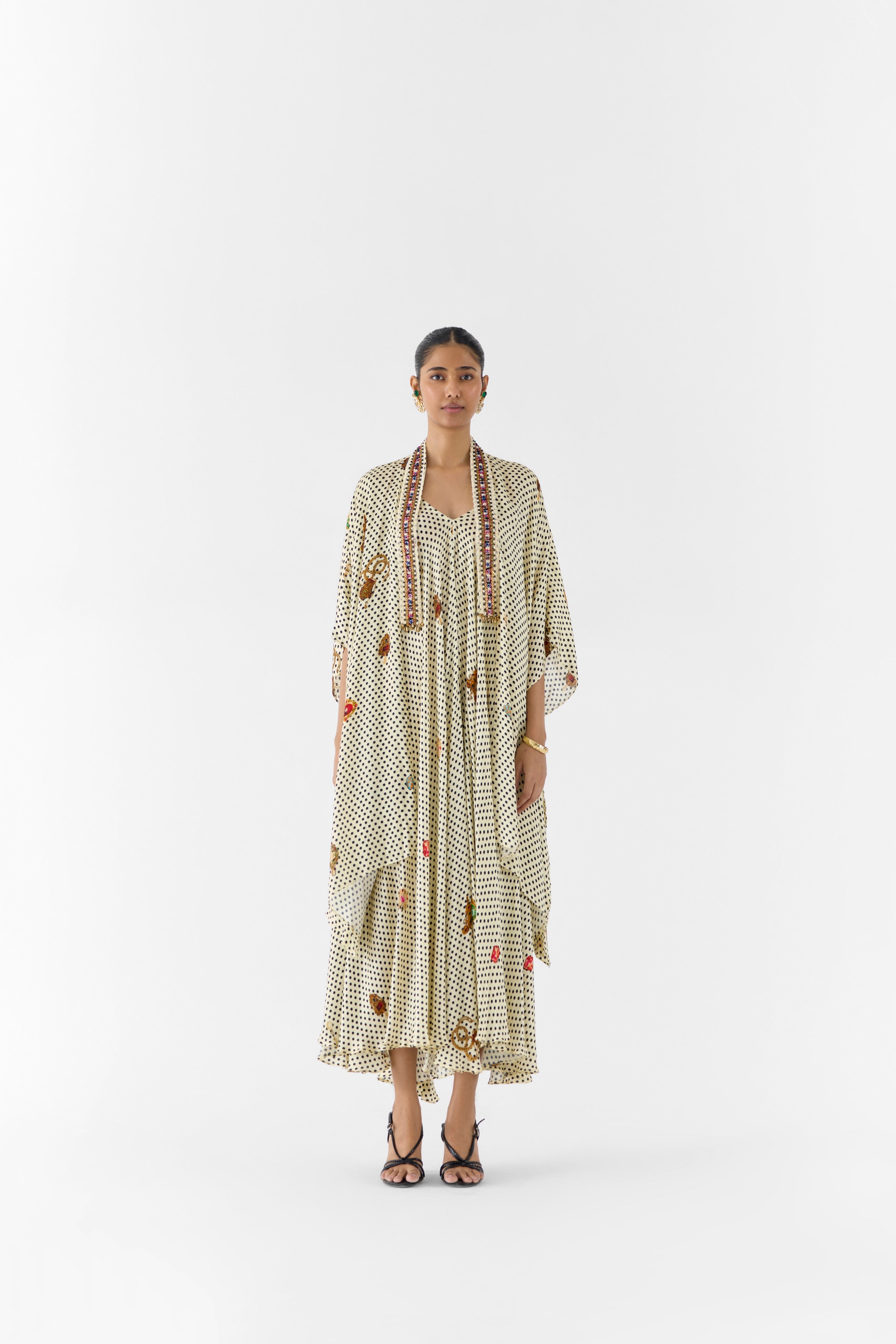 PEARL POLKA DOT STRAPPY DRESS & CAPE