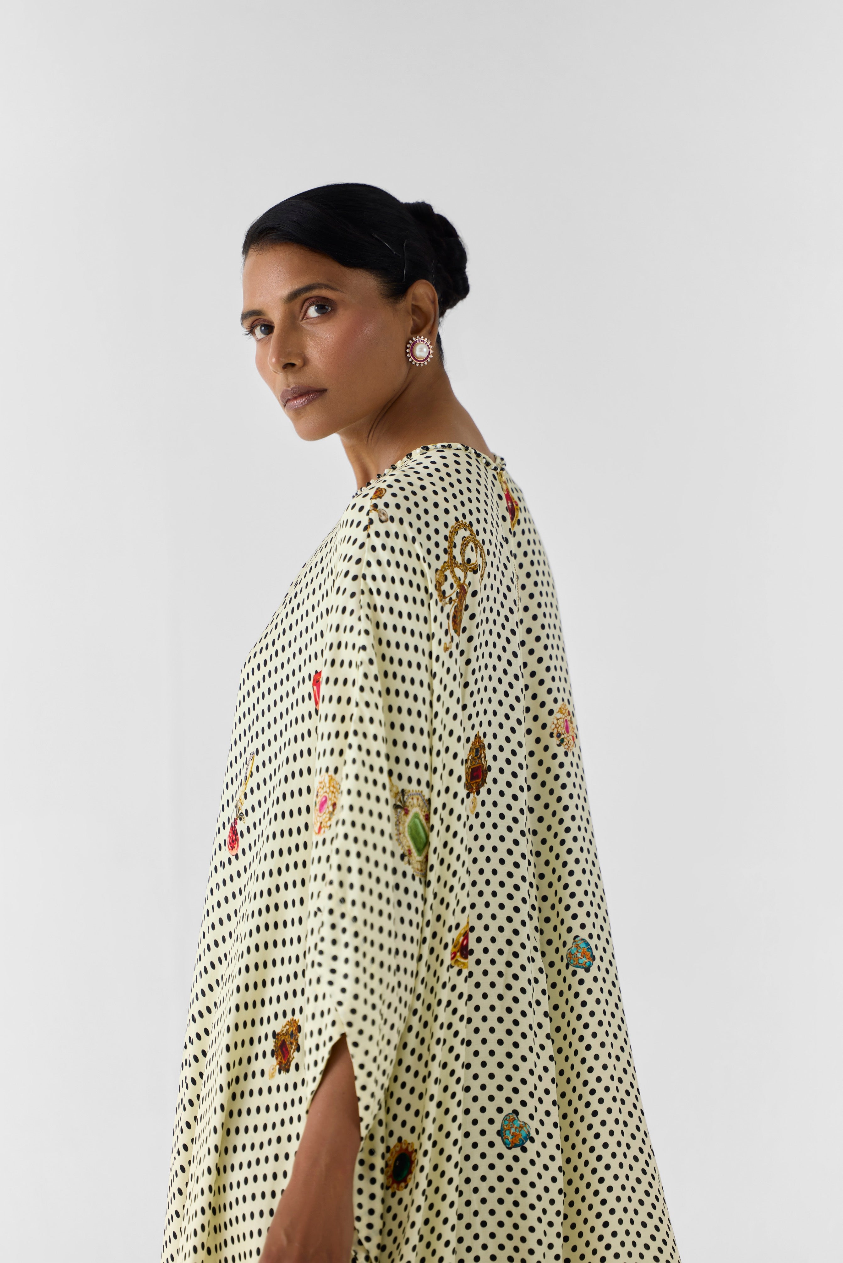 PEARL POLKA DOT KIMONO KURTA & PANTS