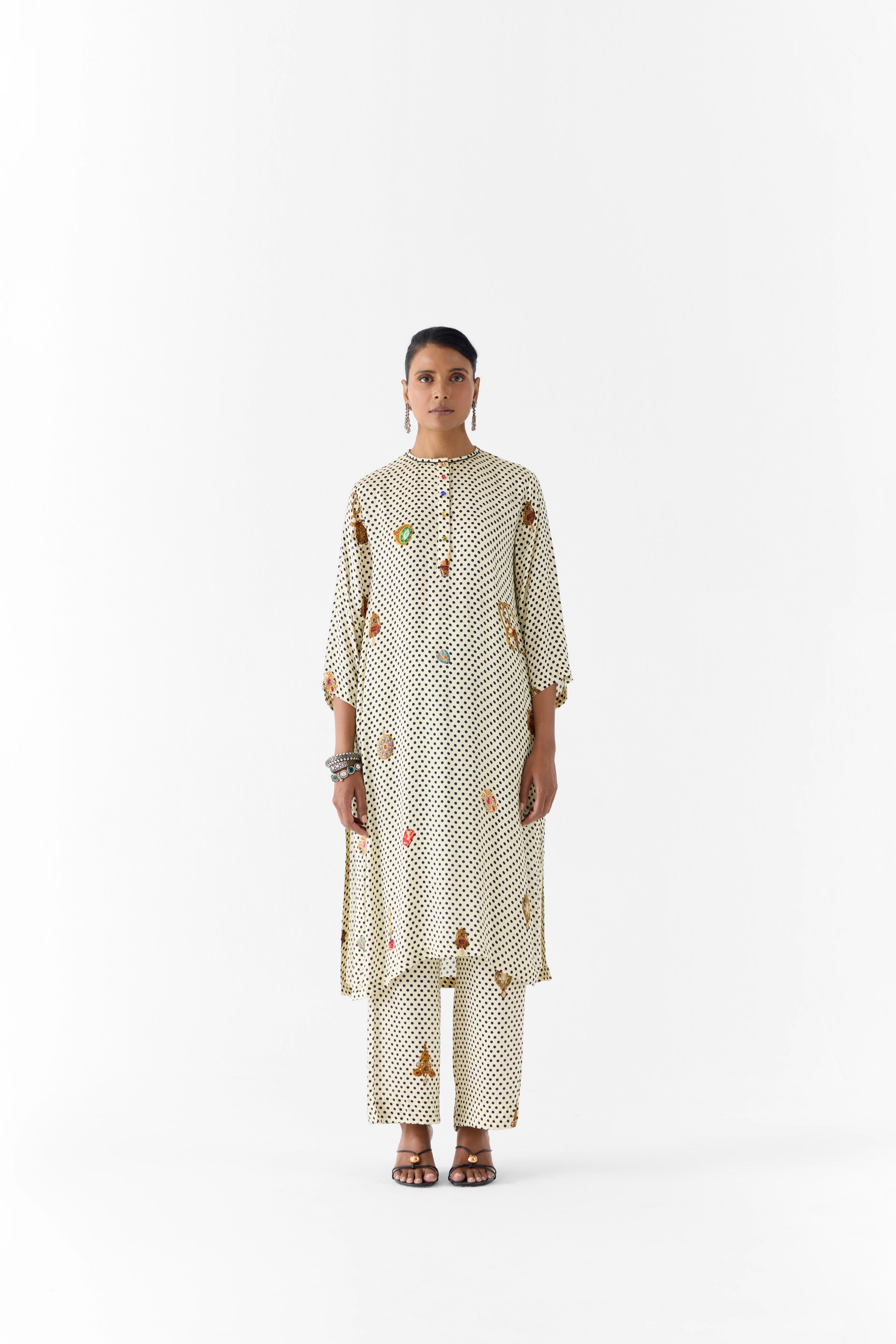 PEARL POLKA DOT STRAIGHT KURTA & PANTS