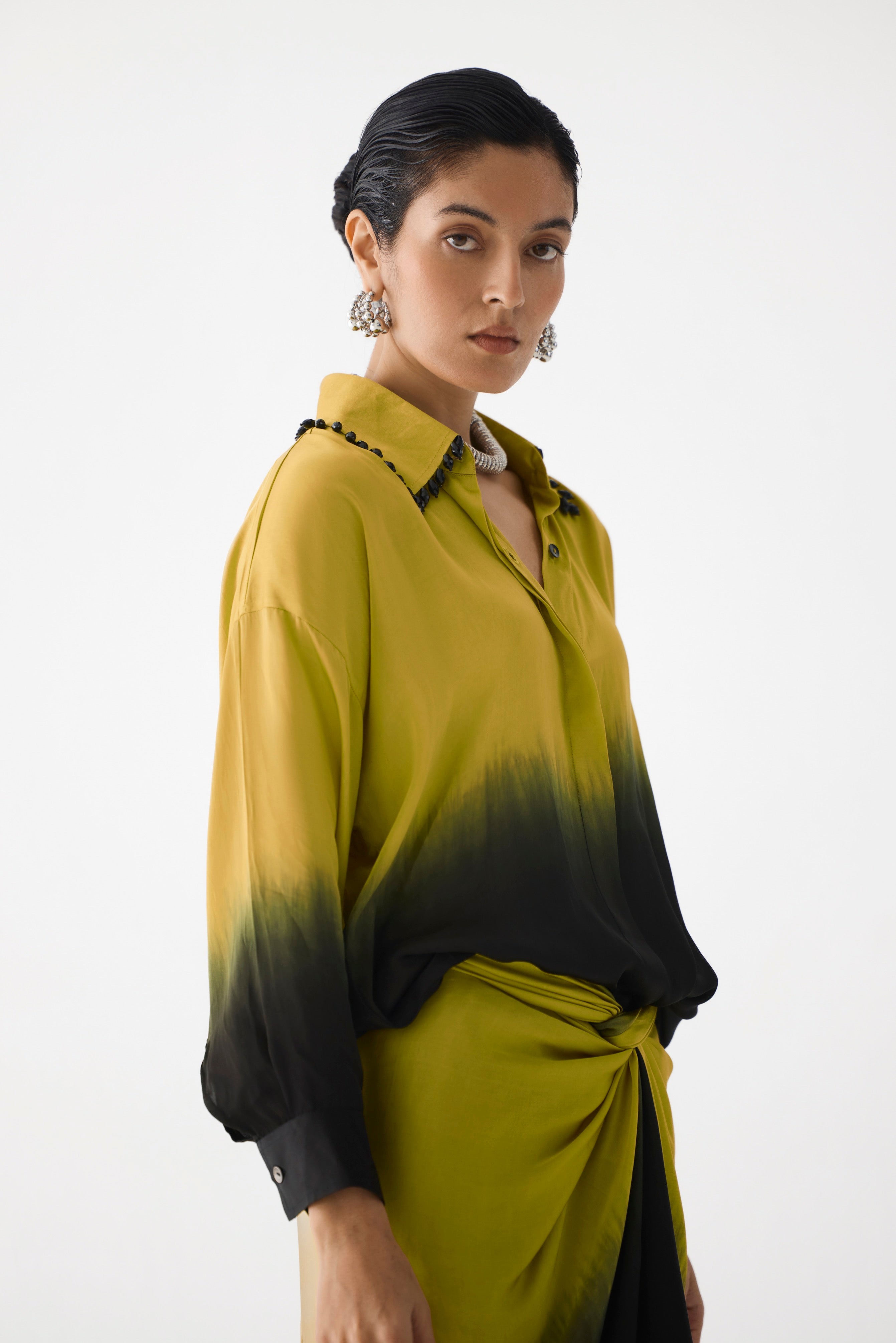 OLIVE BLACK SHIRT DRESS