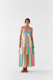 LEHER TIERED OFF SHOULDER DRESS
