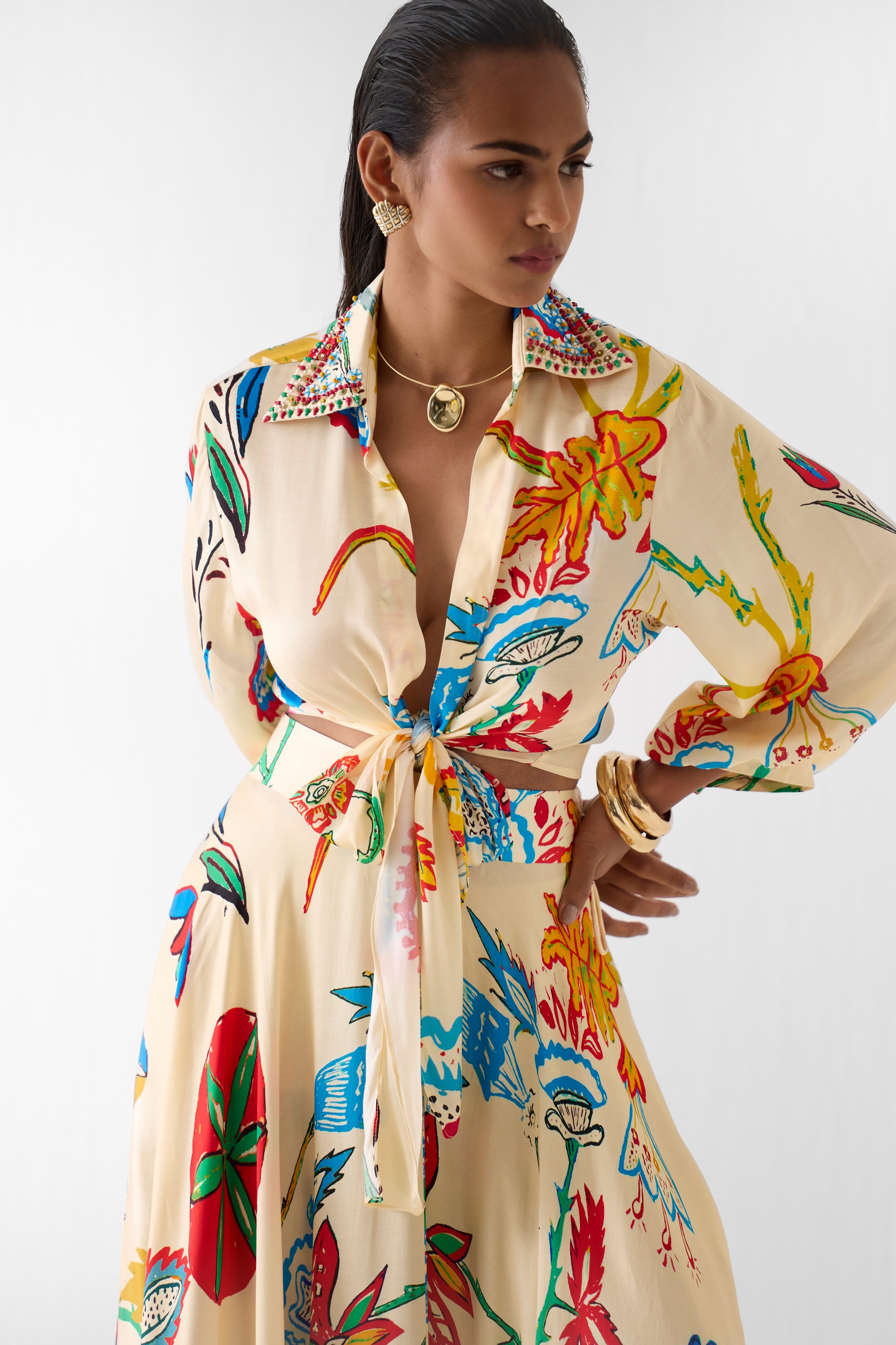 SANGANER CROP TOP & SKIRT