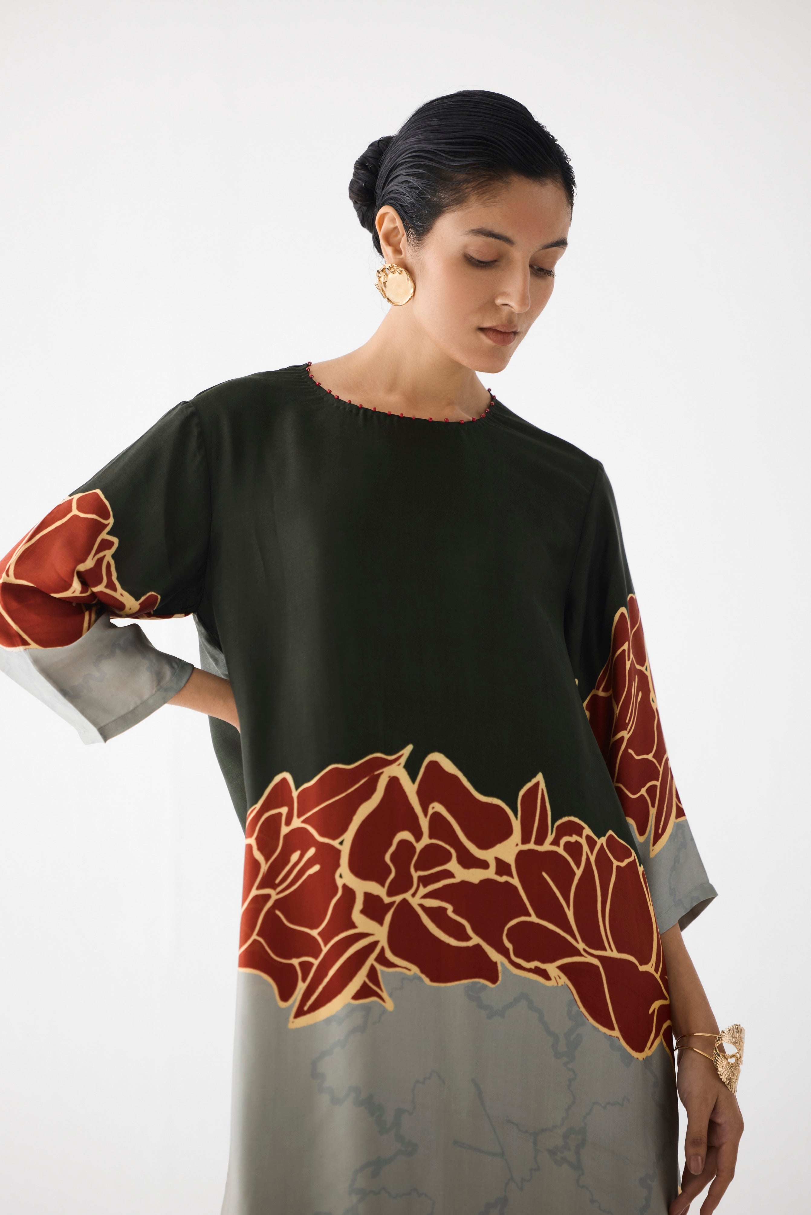 RED ALBA A-LINE KURTA & PANTS