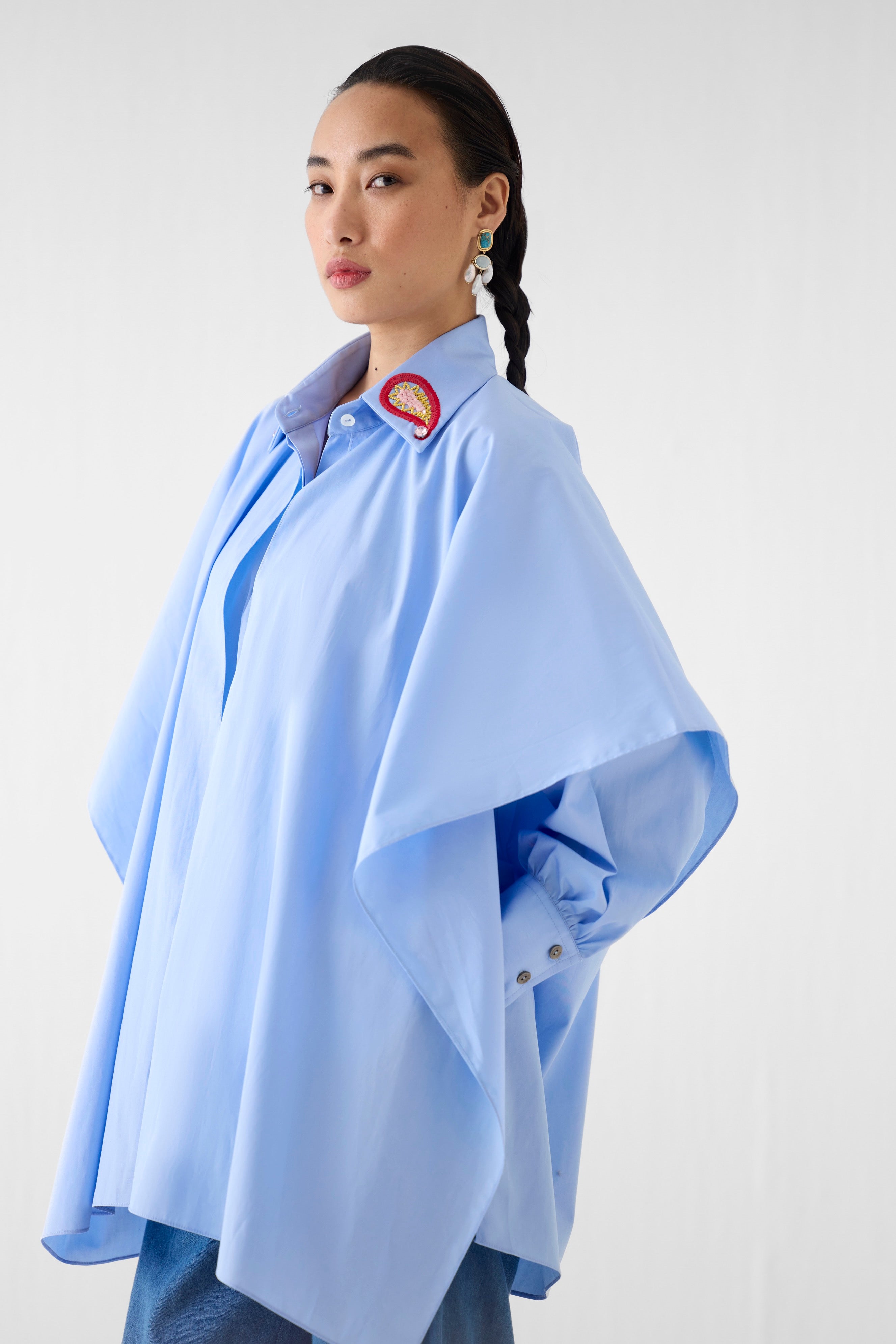 AZURE LAYERED POPLIN SHIRT
