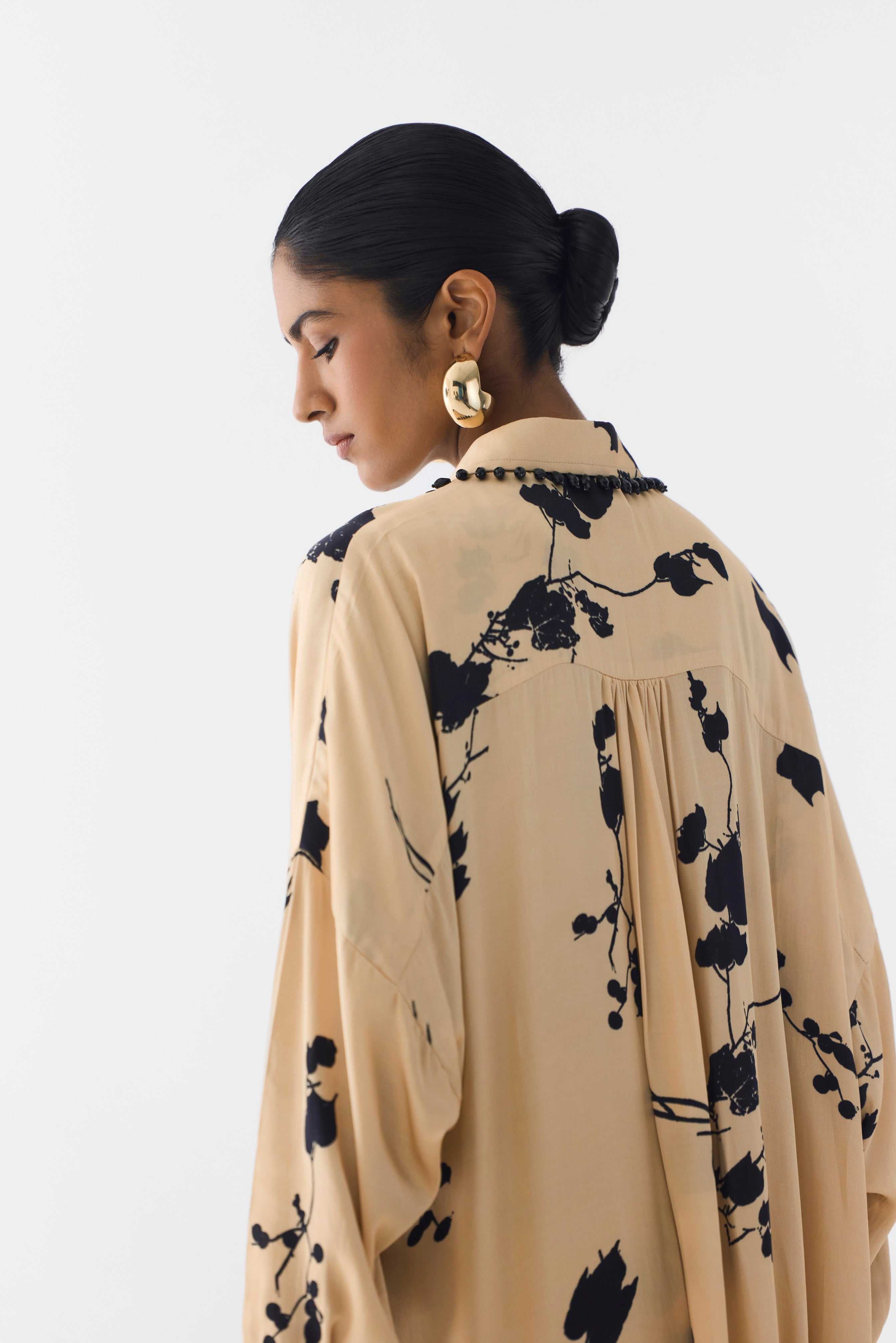 CREAM SAKURA KURTA SHIRT & PANTS