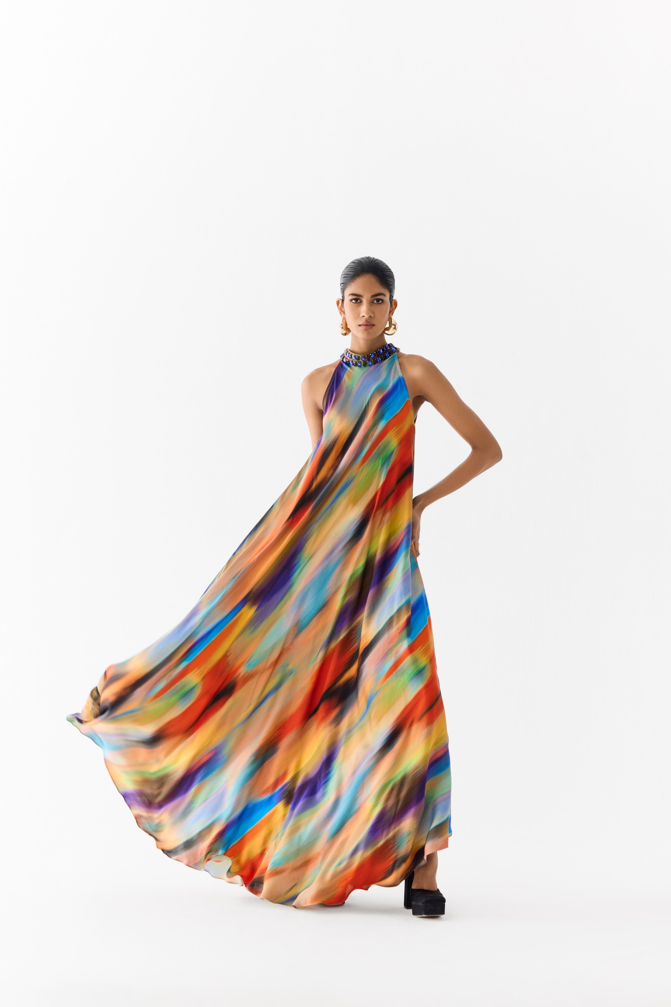 NIGHT QUEEN HALTER DRESS