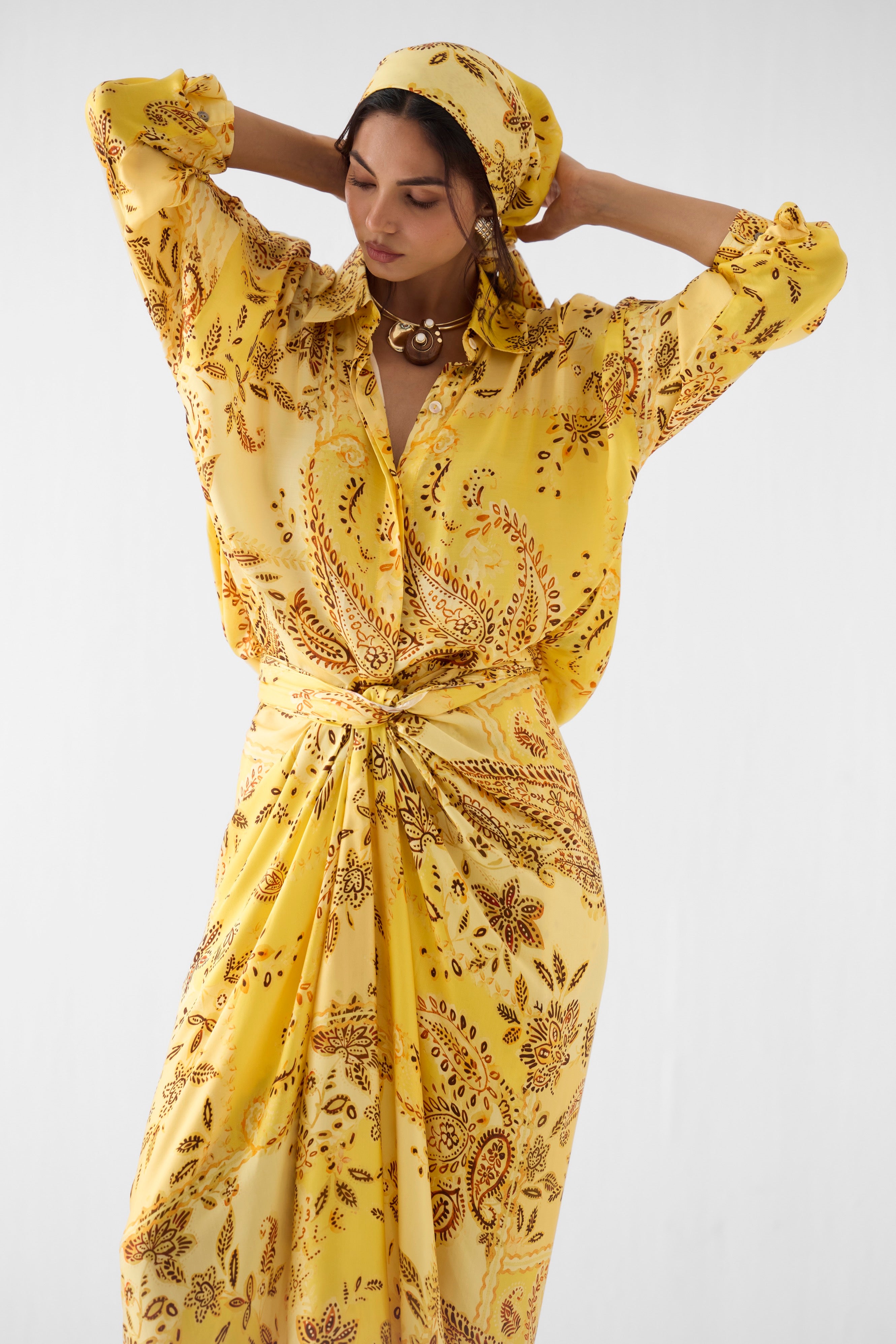 AMBI DRAPED SHIRT DRESS