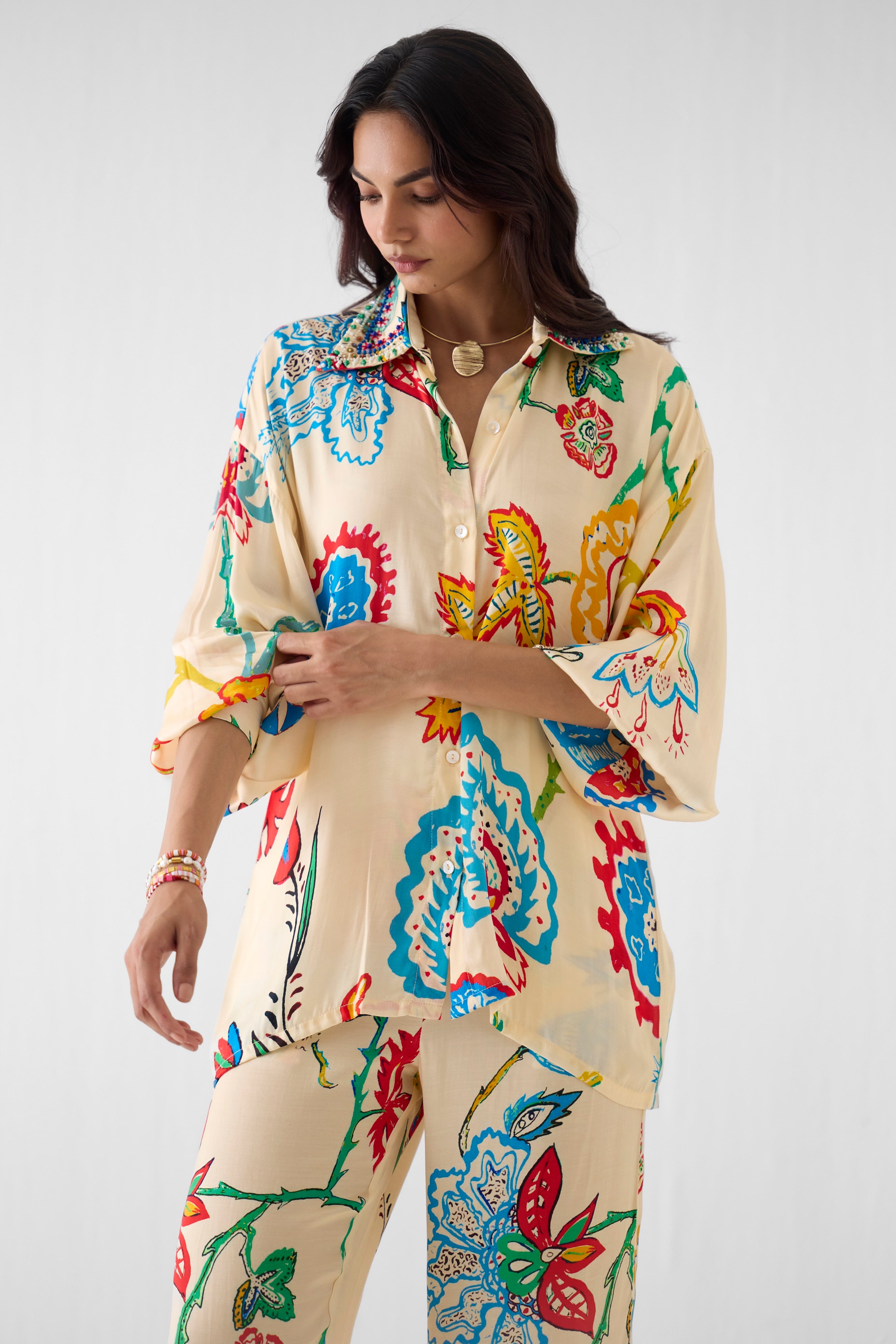 SANGANER SHIRT AND TROUSERS CO-ORD