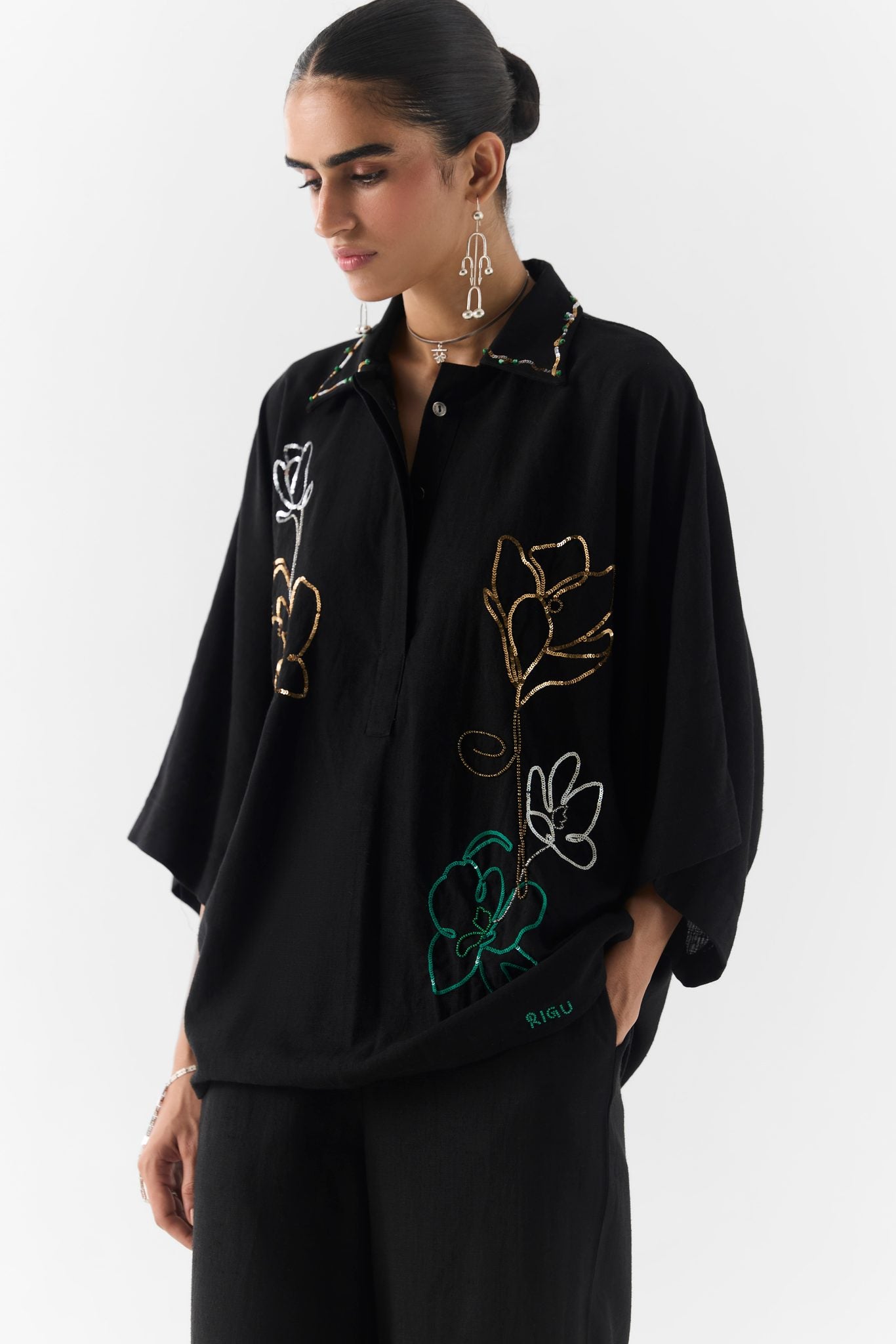 Side view of Posy Linen Co-Ord showing easy drape and relaxed summer silhouette