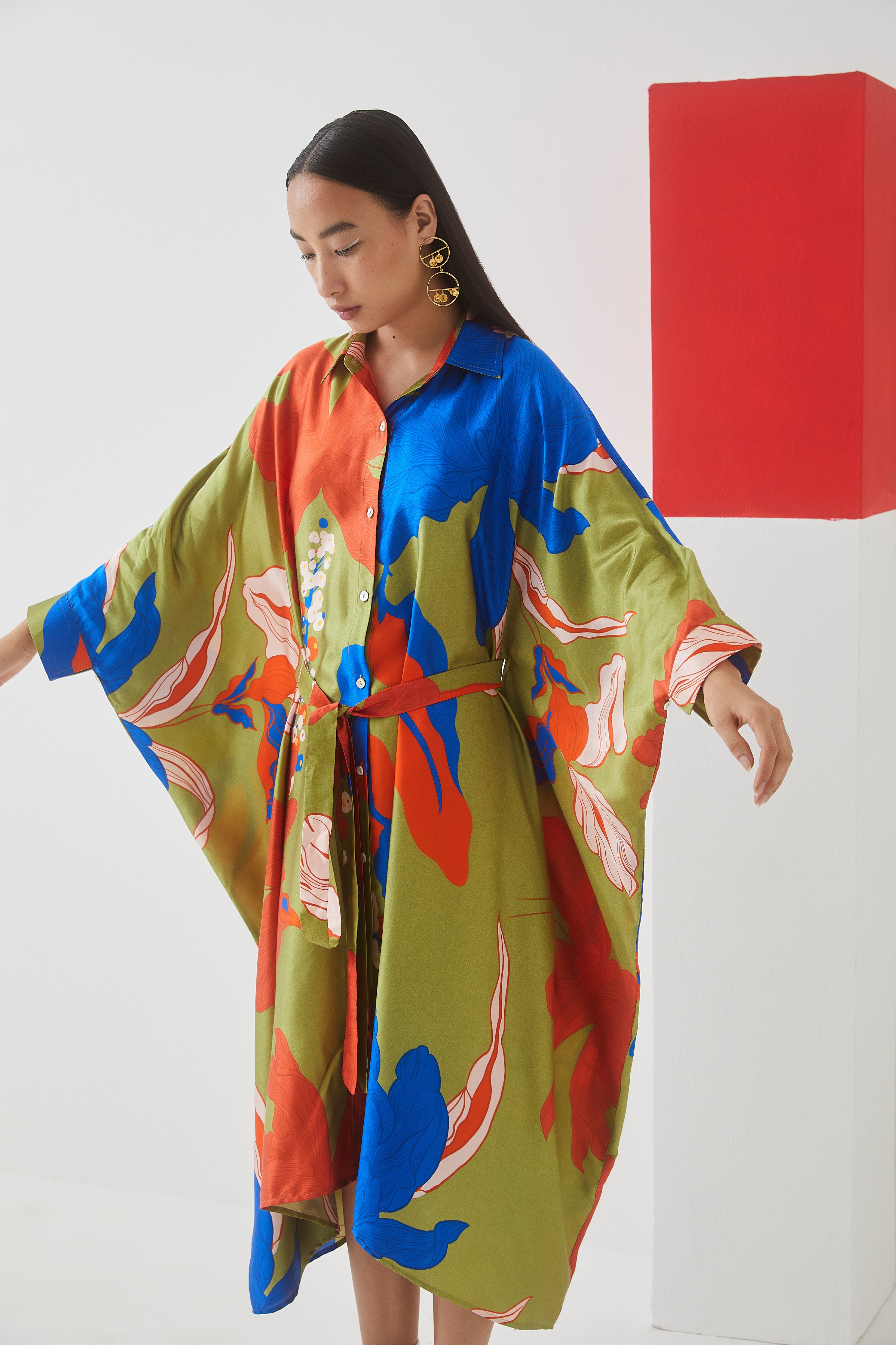 Rose Mallow Kimono With Belt
