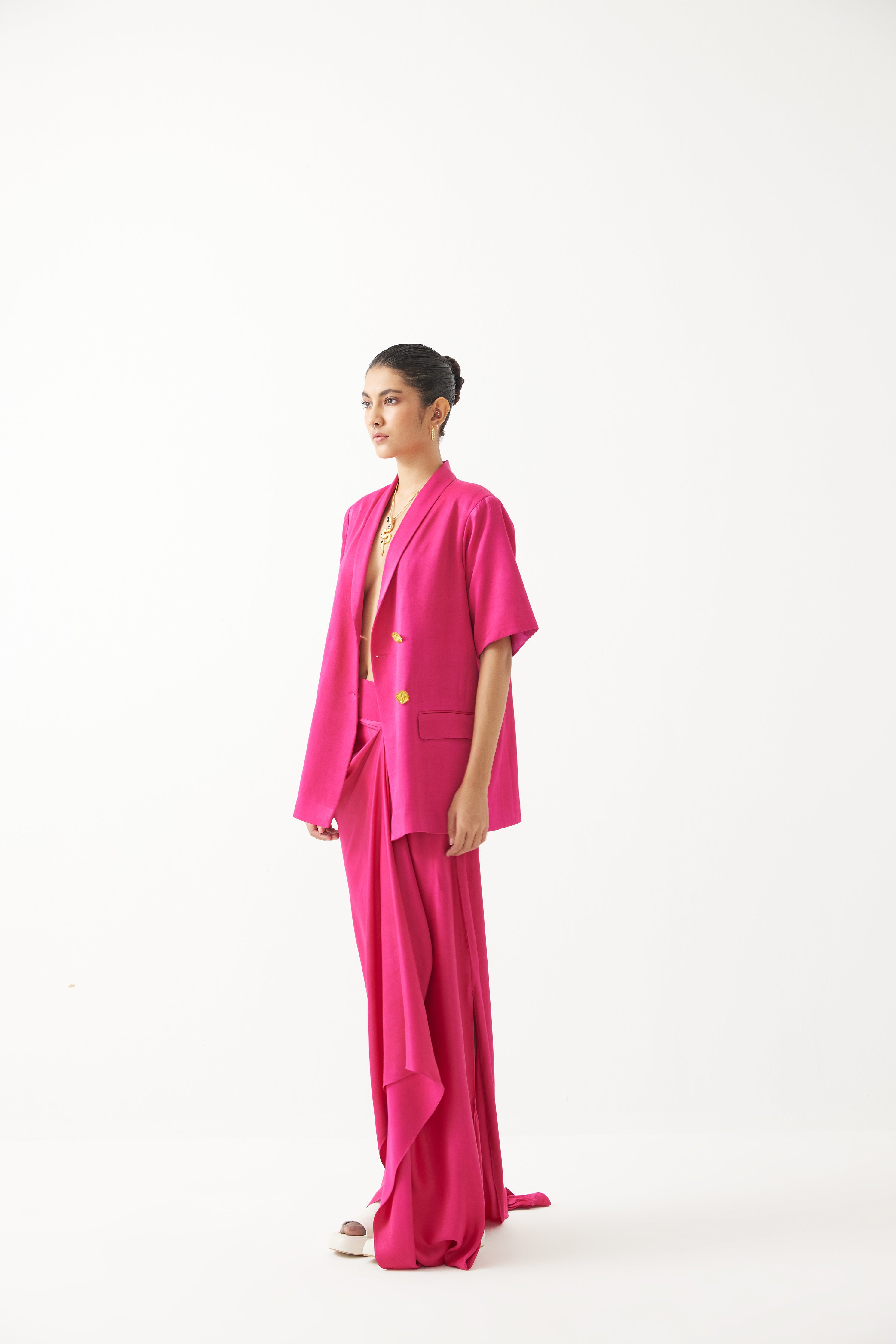 Rani Pink Blazer & Draped Skirt Co-ord